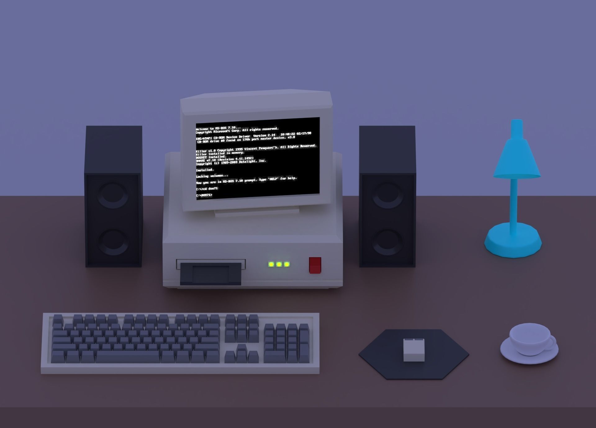 Cartoon Vintage Computer Low-poly 3D model_13