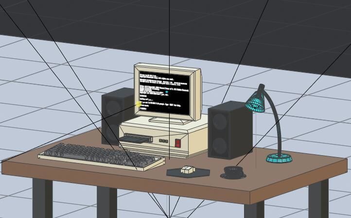 Cartoon Vintage Computer Low-poly 3D model_5