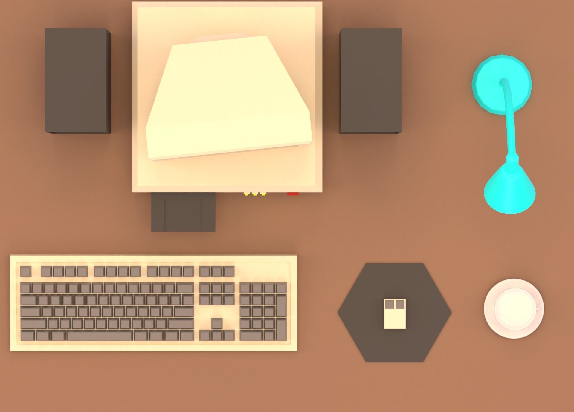 Cartoon Vintage Computer Low-poly 3D model_15
