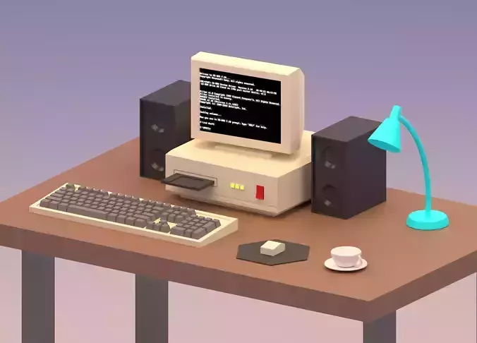 Cartoon Vintage Computer