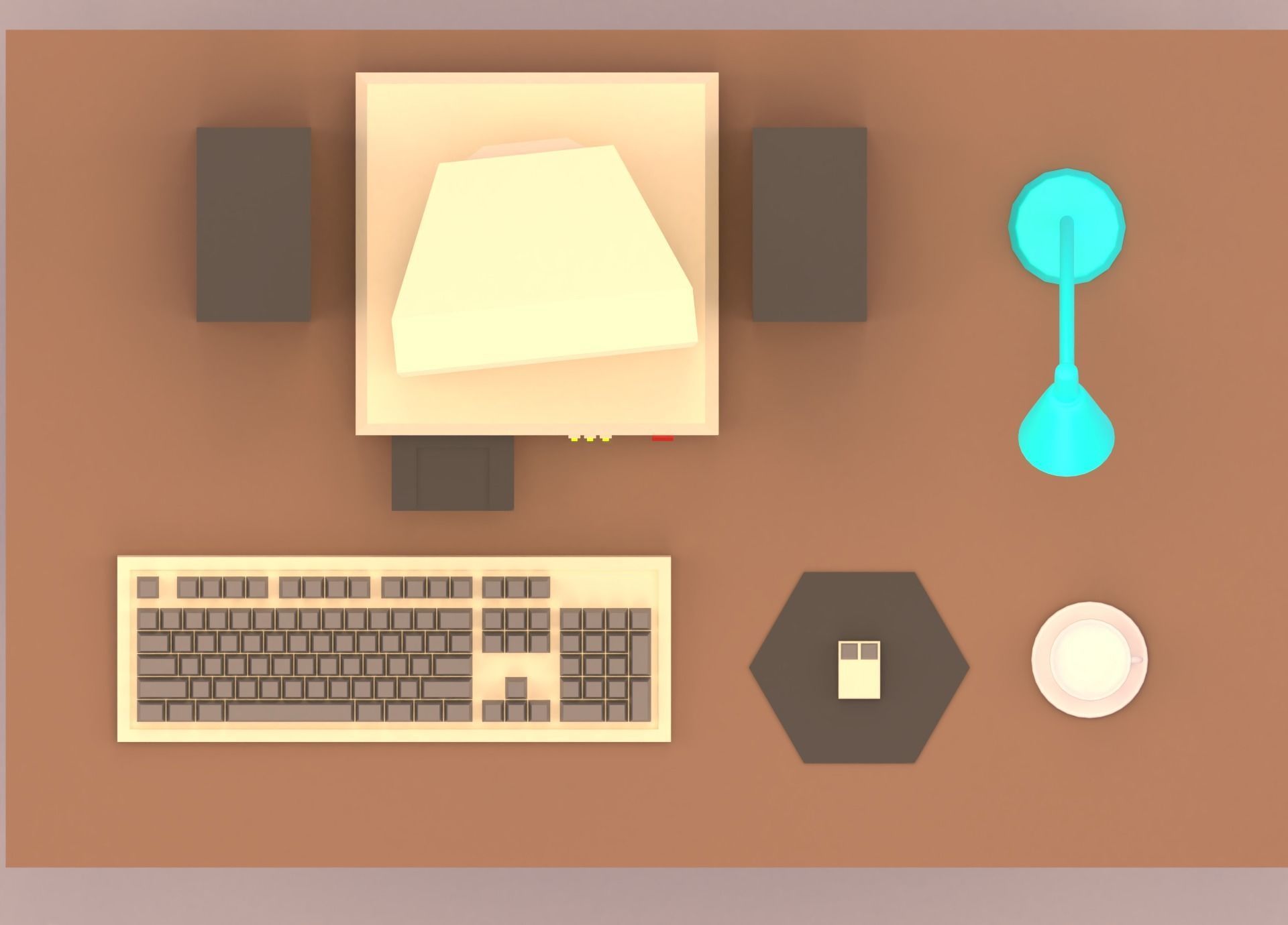 Cartoon Vintage Computer Low-poly 3D model_16