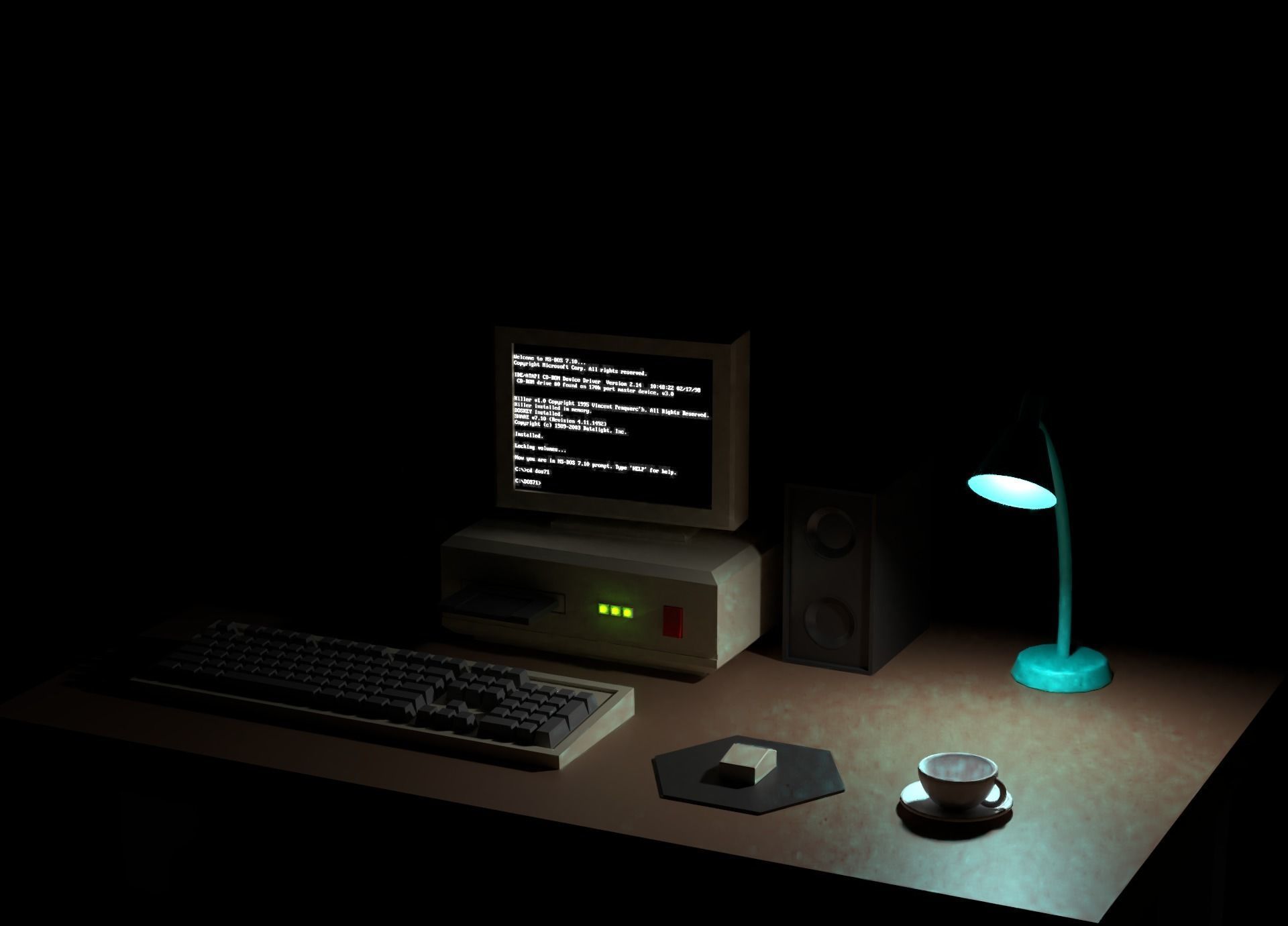 Cartoon Vintage Computer Low-poly 3D model_4