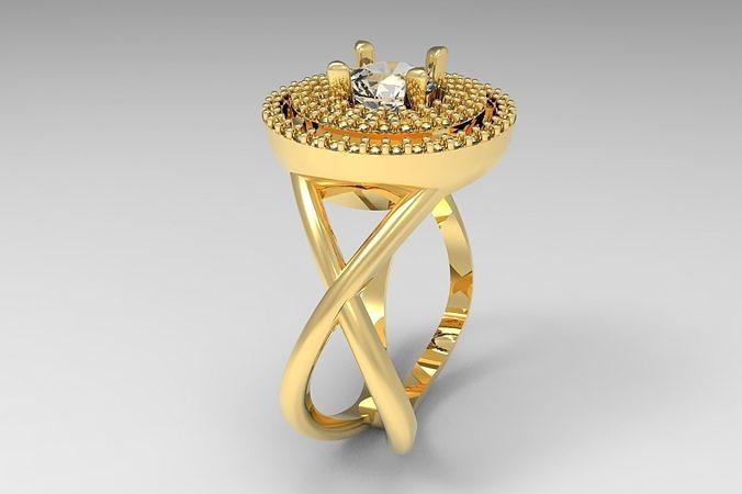 Woman Ring with stones exclusive design 3D print model