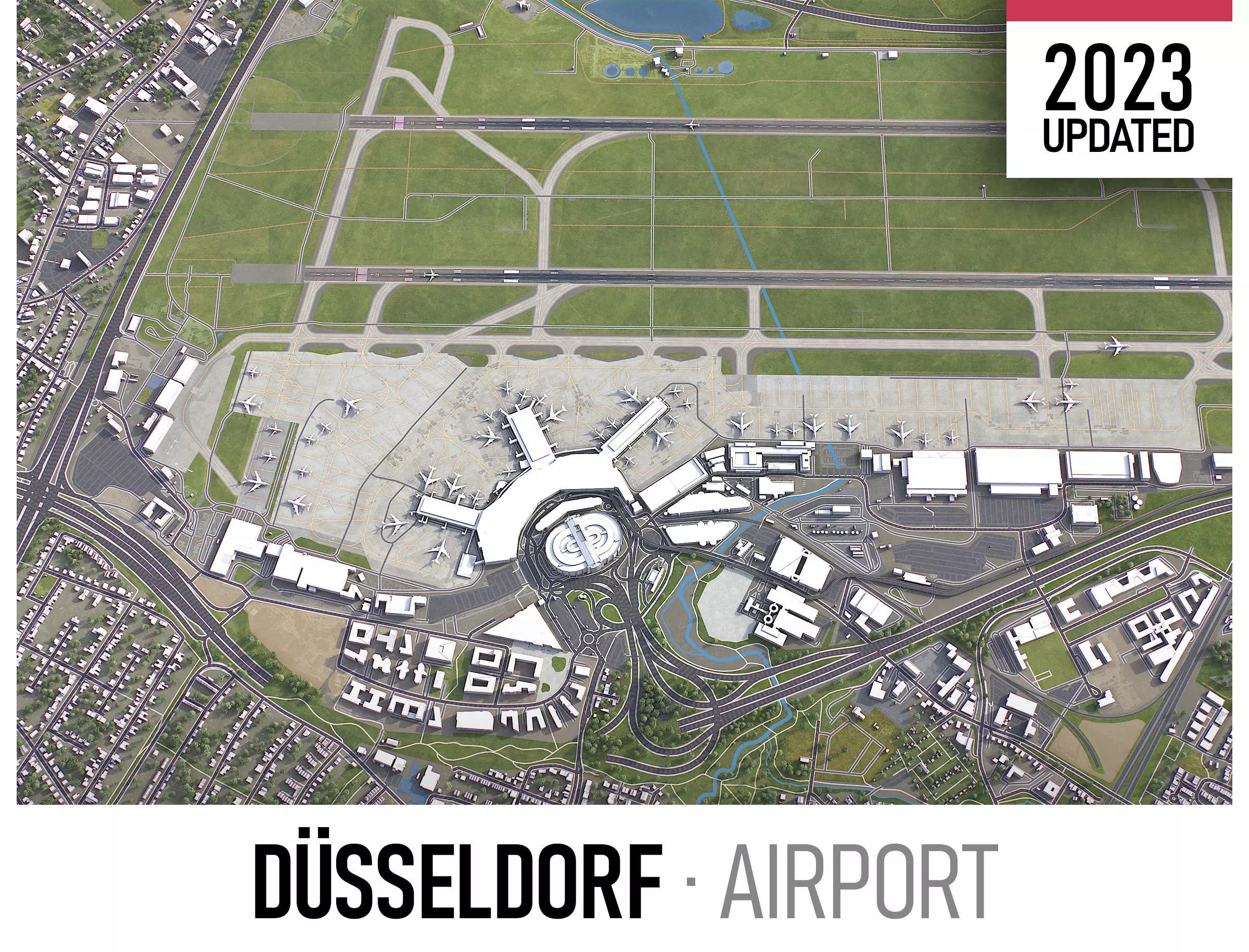 Dusseldorf - 3D Airport Model Low-poly 3D model