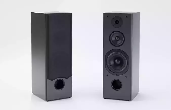 Pair of Big Speakers Low-poly 3D model