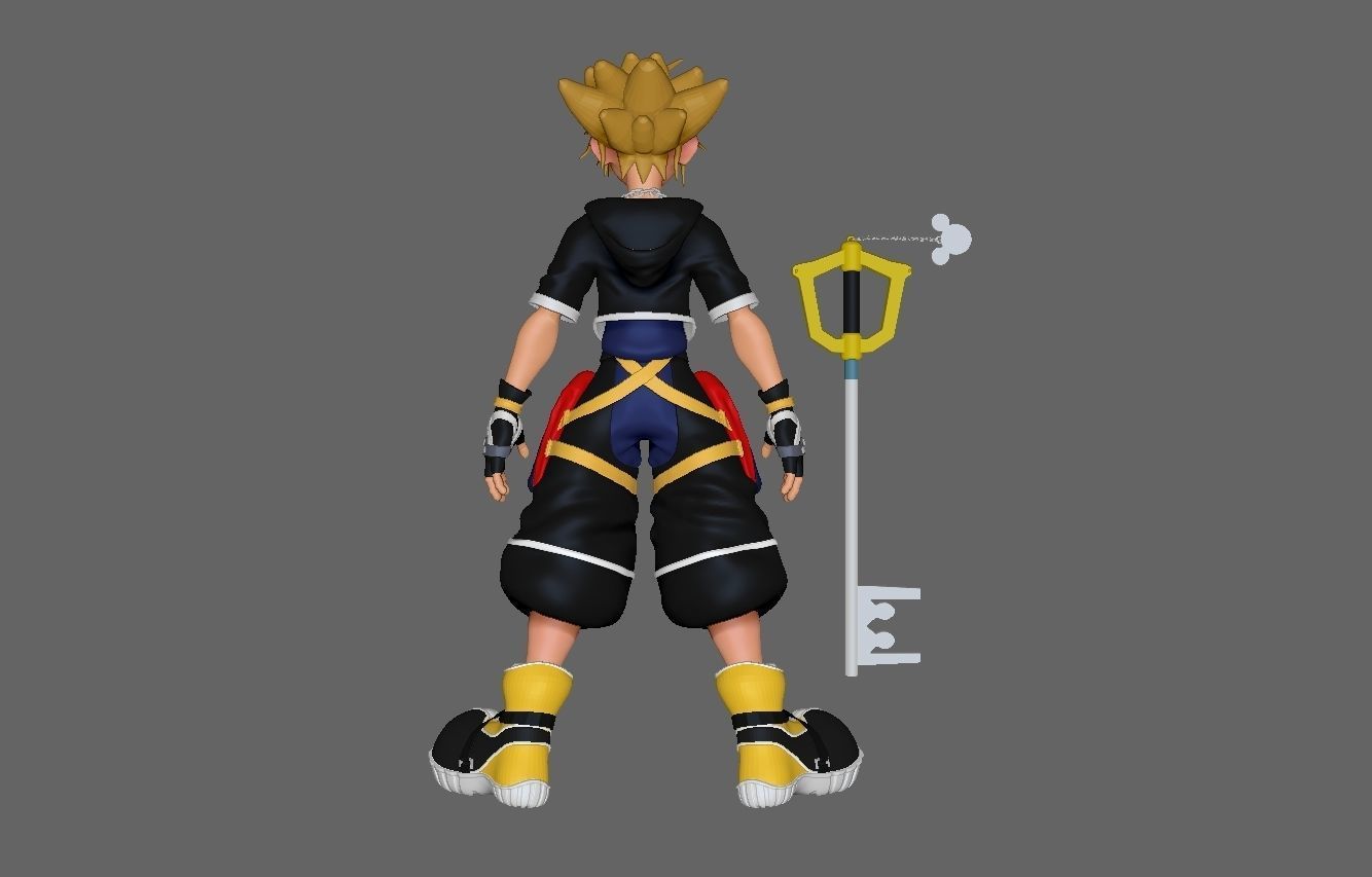 sora from kingdom hearts Low-poly 3D model_3