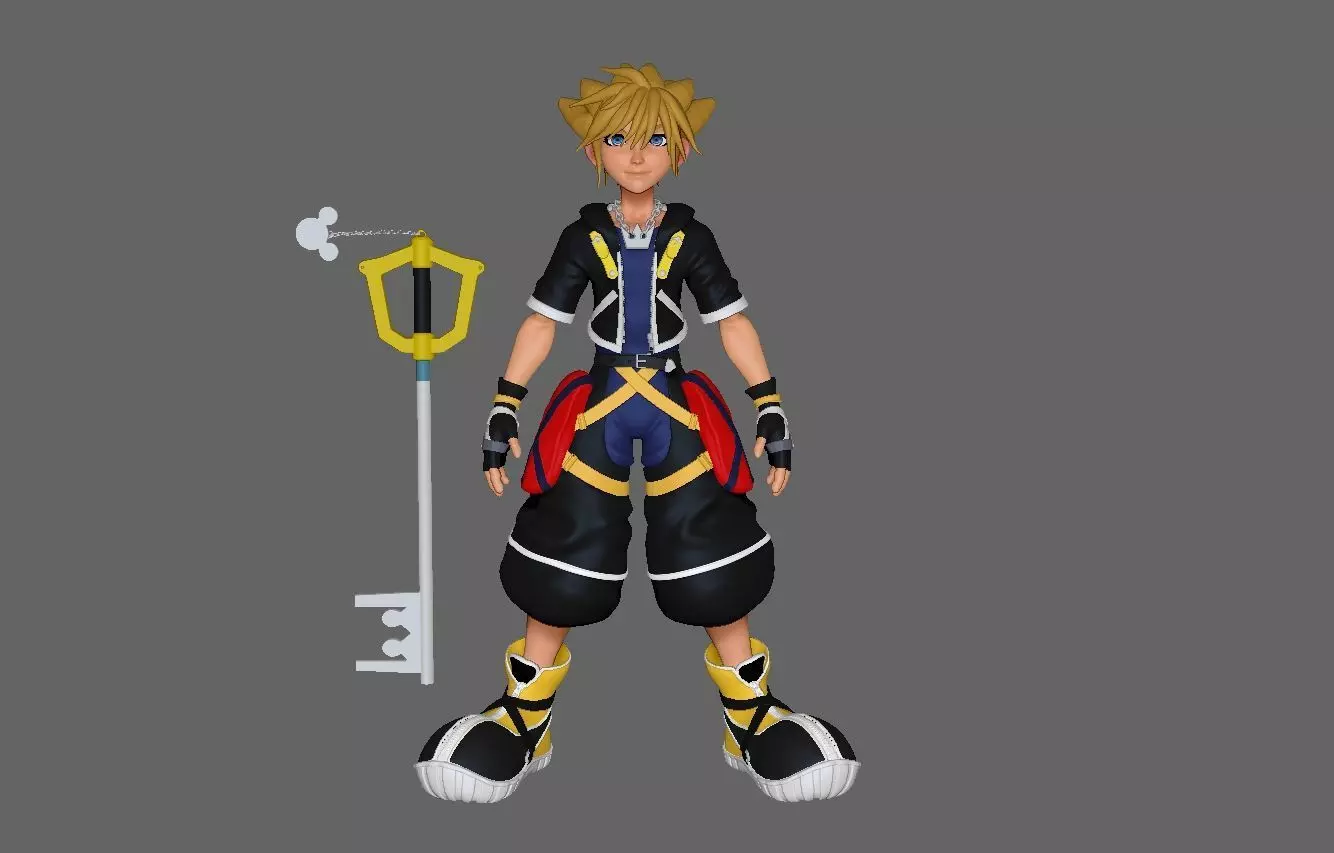 sora from kingdom hearts Low-poly 3D model_0