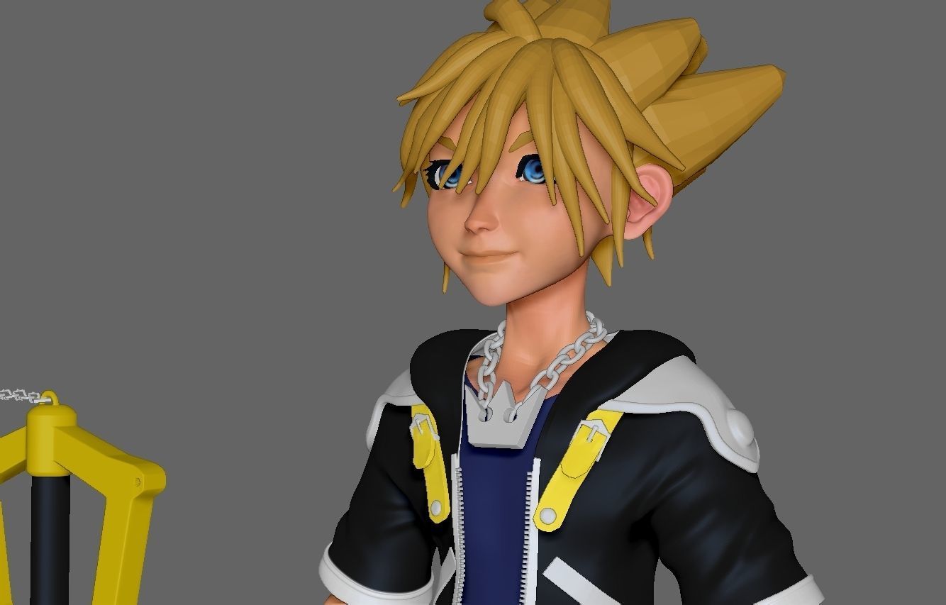 sora from kingdom hearts Low-poly 3D model_4