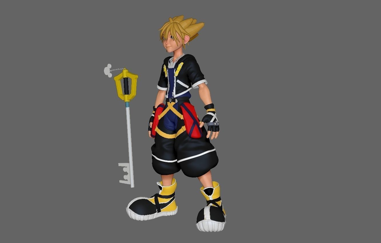 sora from kingdom hearts Low-poly 3D model_1