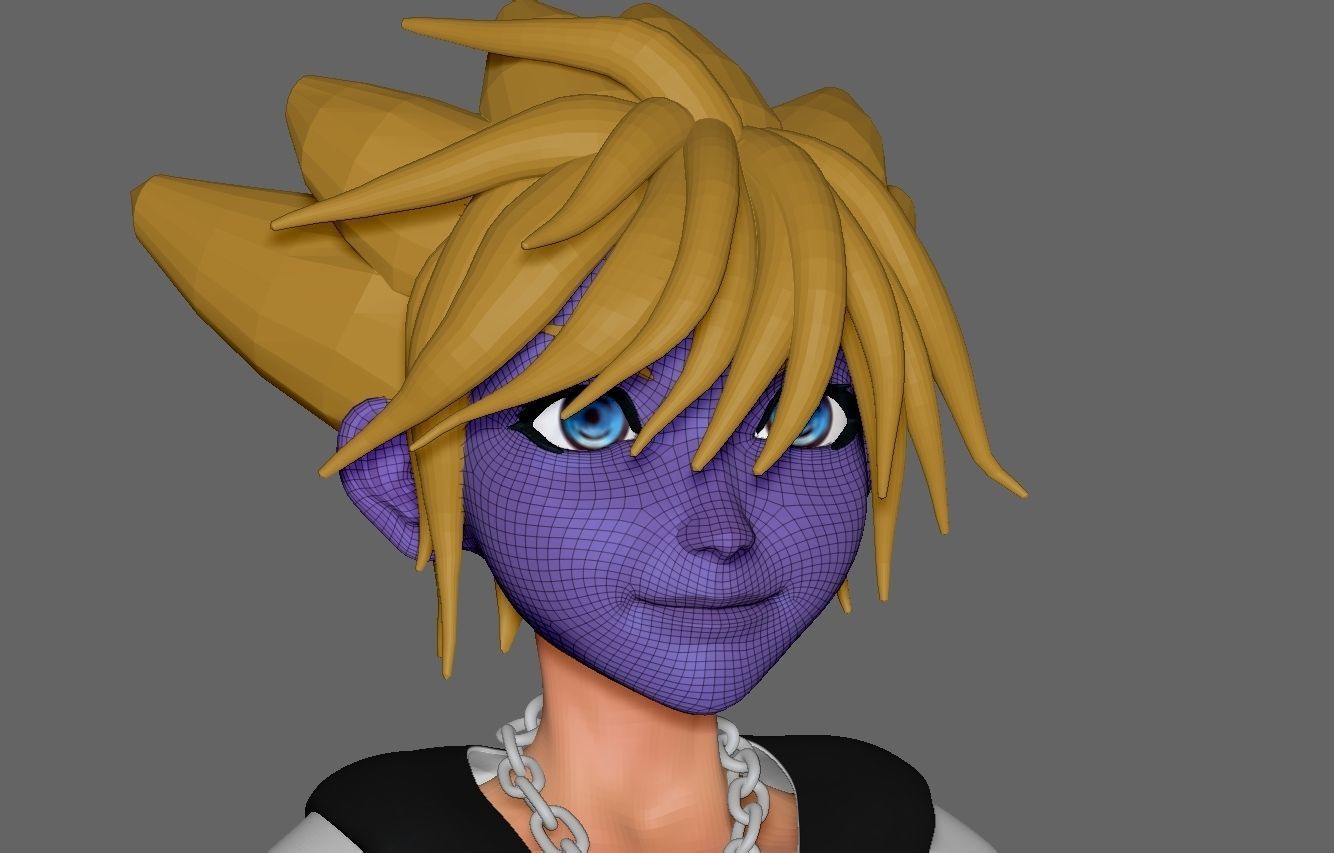 sora from kingdom hearts Low-poly 3D model_5