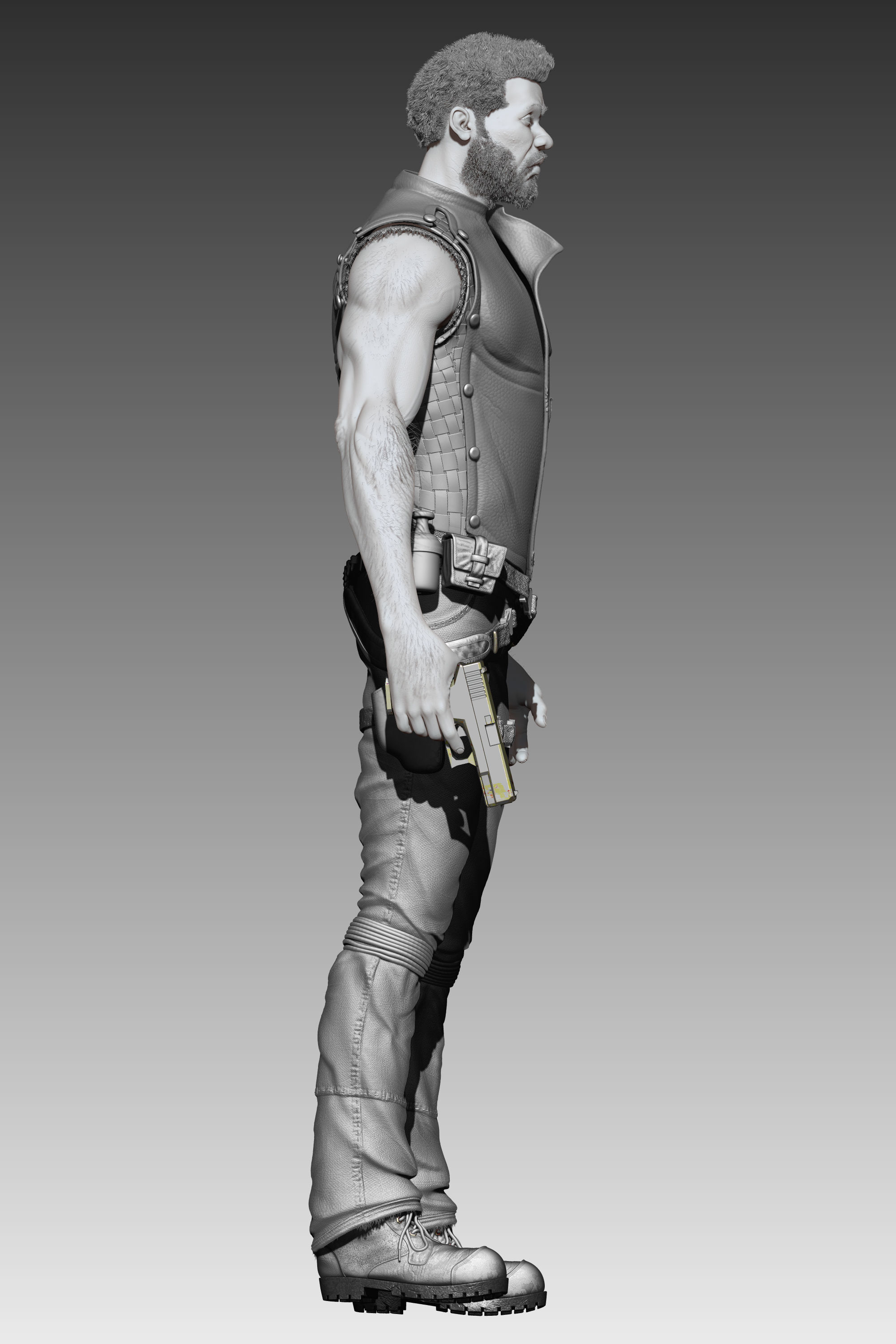 Hunter man holding gun 3D model_3
