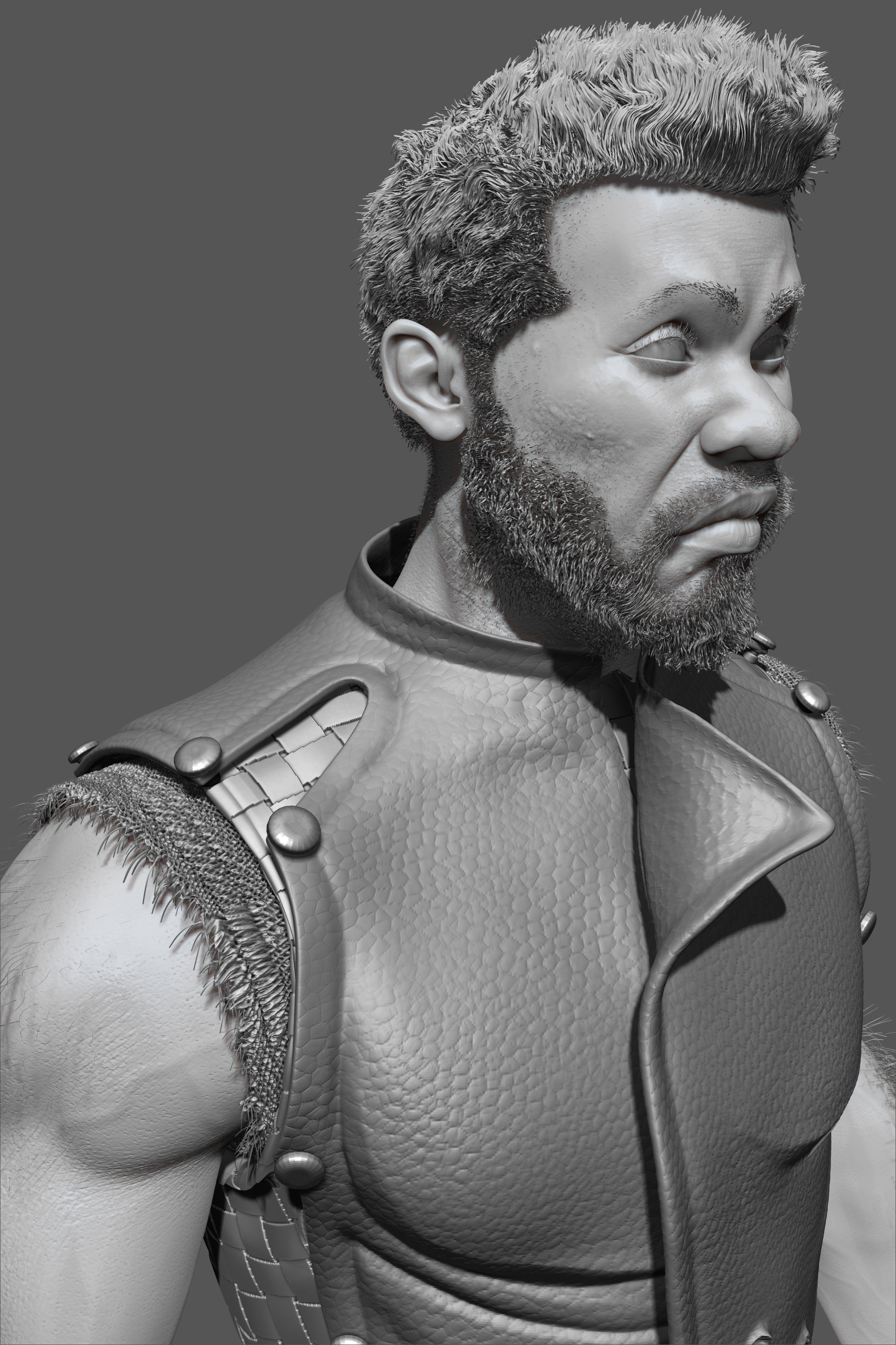 Hunter man holding gun 3D model_1