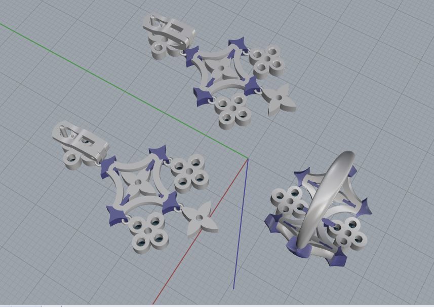 Louis Vuitton Ring and Earrings  3D print model_16