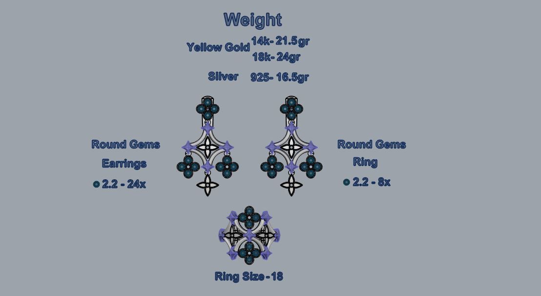 Louis Vuitton Ring and Earrings  3D print model_5