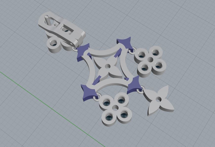 Louis Vuitton Ring and Earrings  3D print model_13