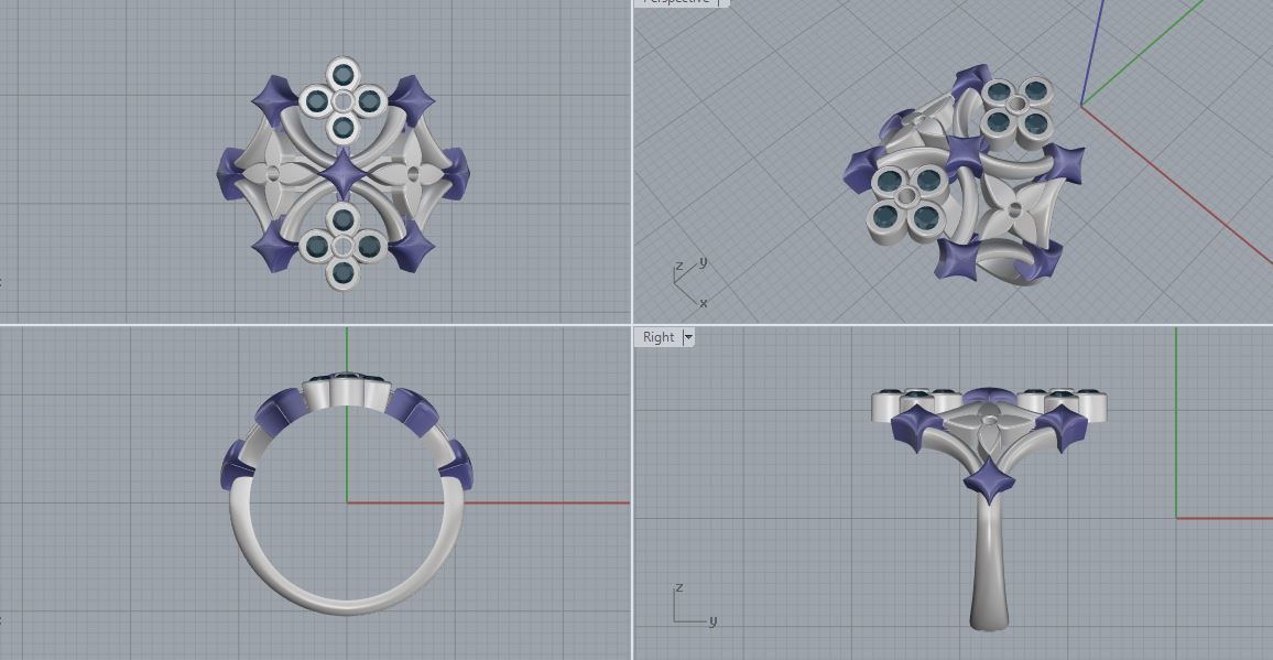 Louis Vuitton Ring and Earrings  3D print model_9