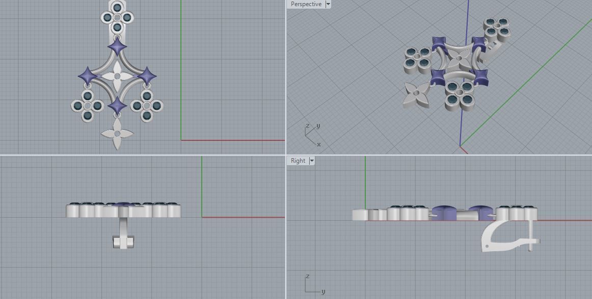 Louis Vuitton Ring and Earrings  3D print model_14