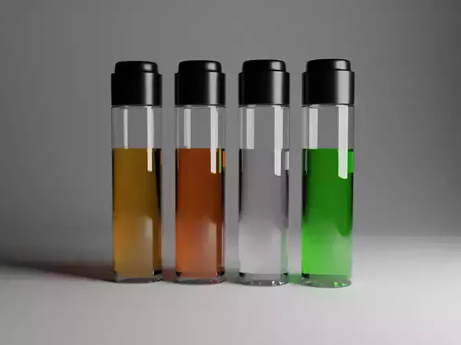syrup four different colored liquids in test tube