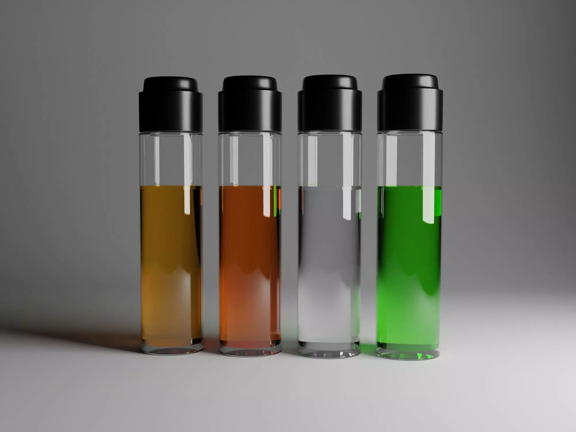 syrup four different colored liquids in test tube Low-poly 3D model_0