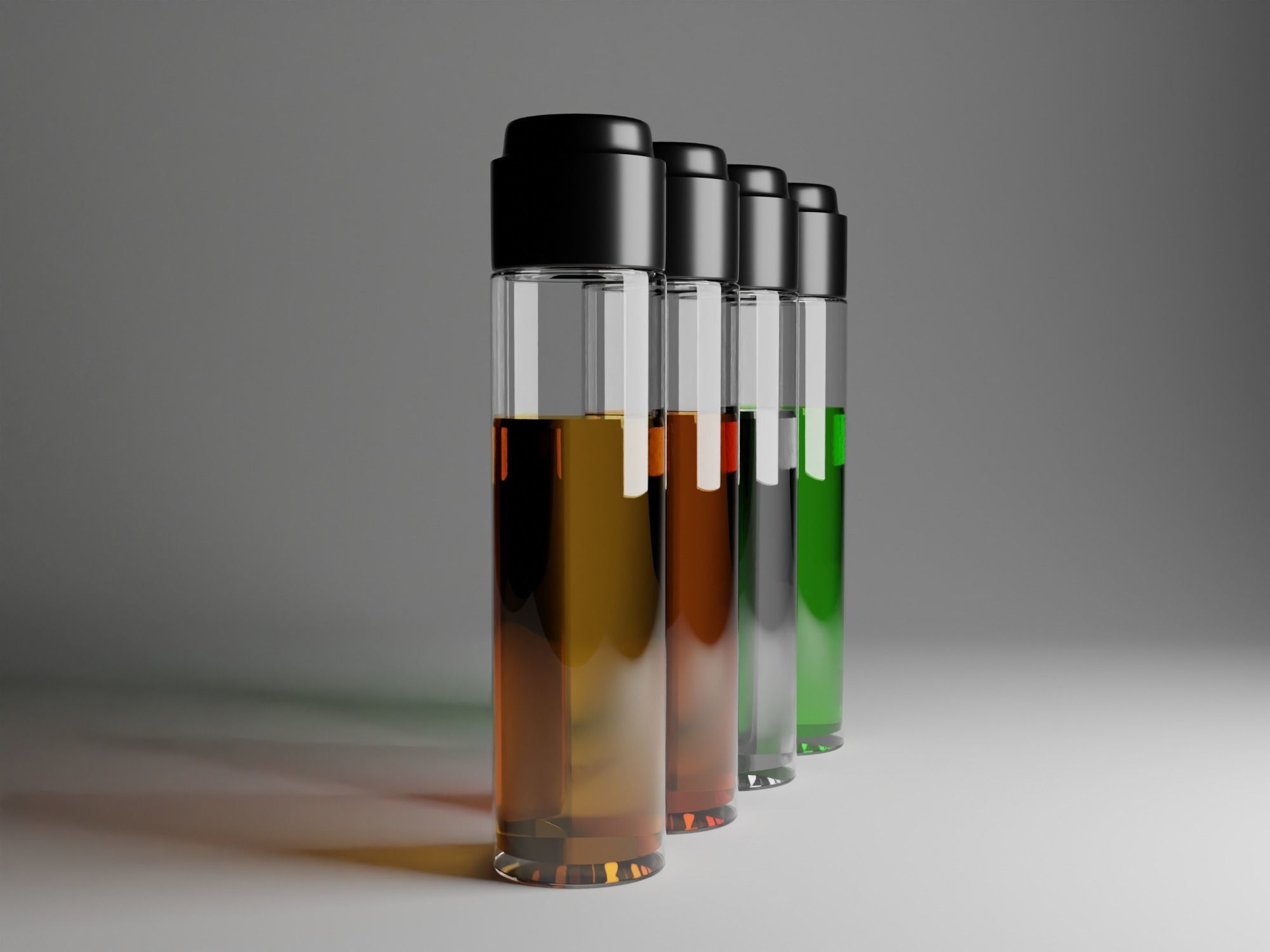 syrup four different colored liquids in test tube Low-poly 3D model_1