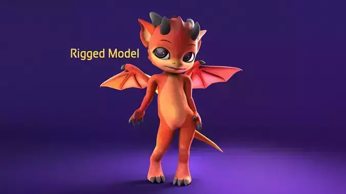 Chibi Dragon 3D rigged Model 3D model