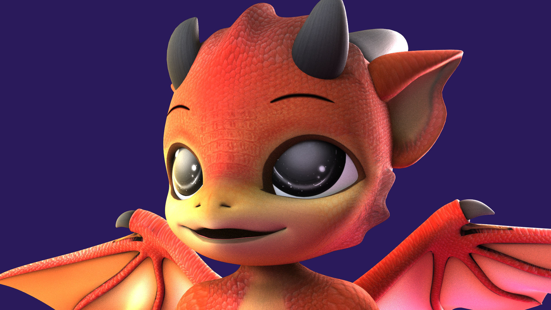 Chibi Dragon 3D rigged Model 3D model_4