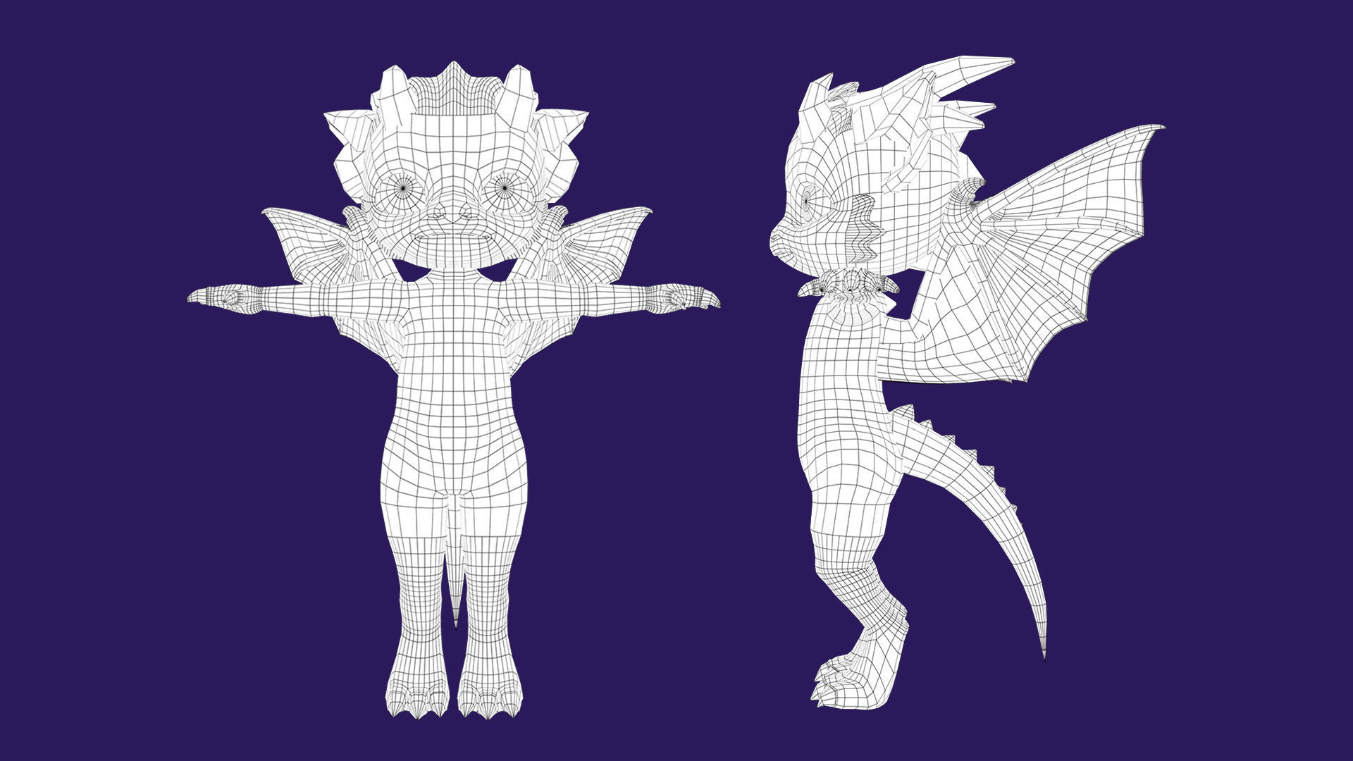 Chibi Dragon 3D rigged Model 3D model_2