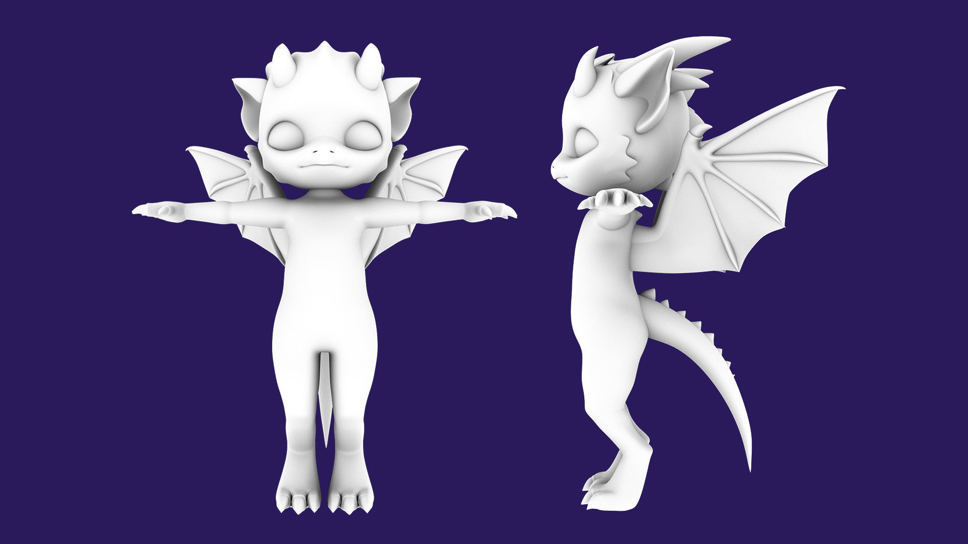 Chibi Dragon 3D rigged Model 3D model_3