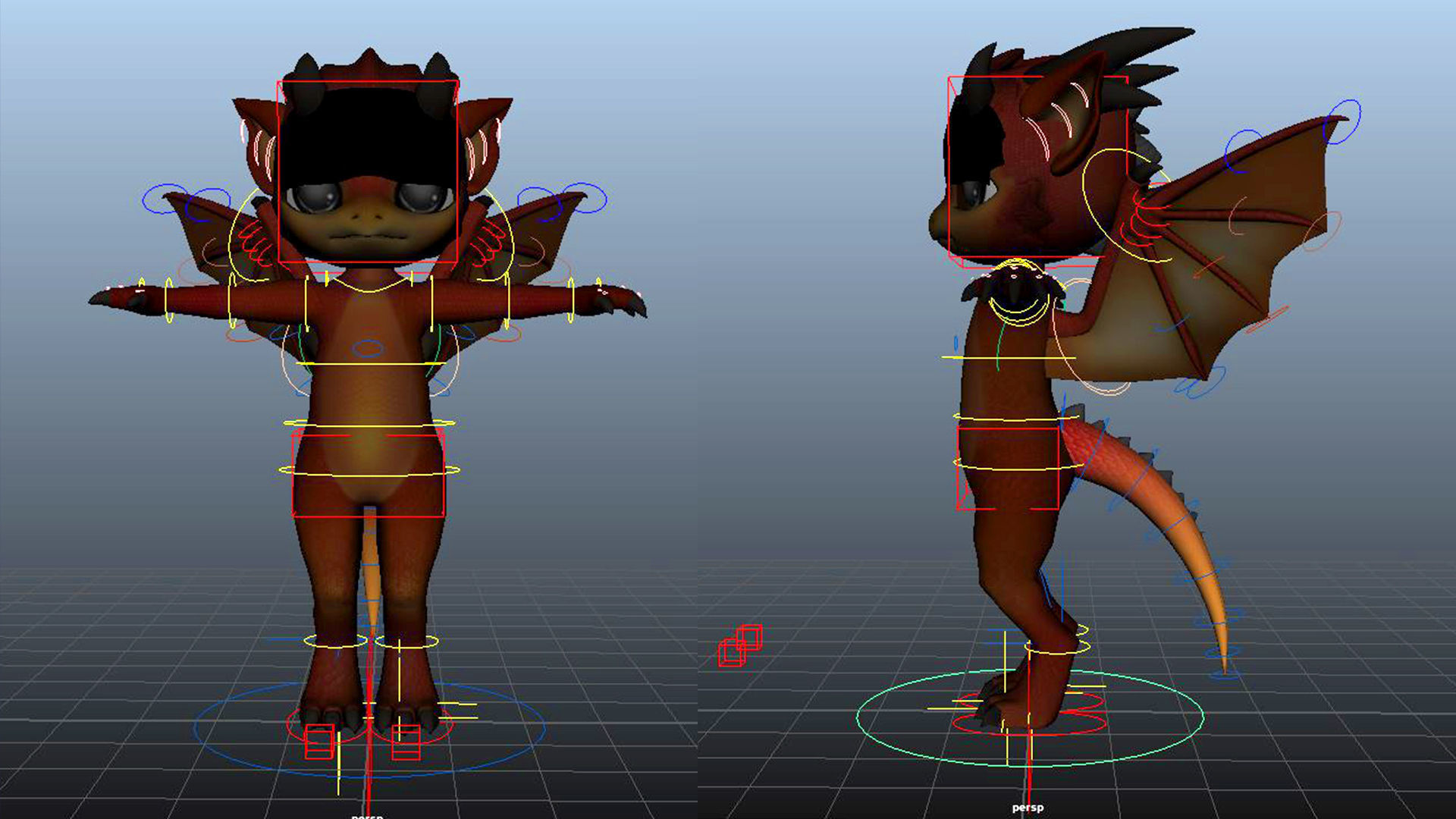 Chibi Dragon 3D rigged Model 3D model_5