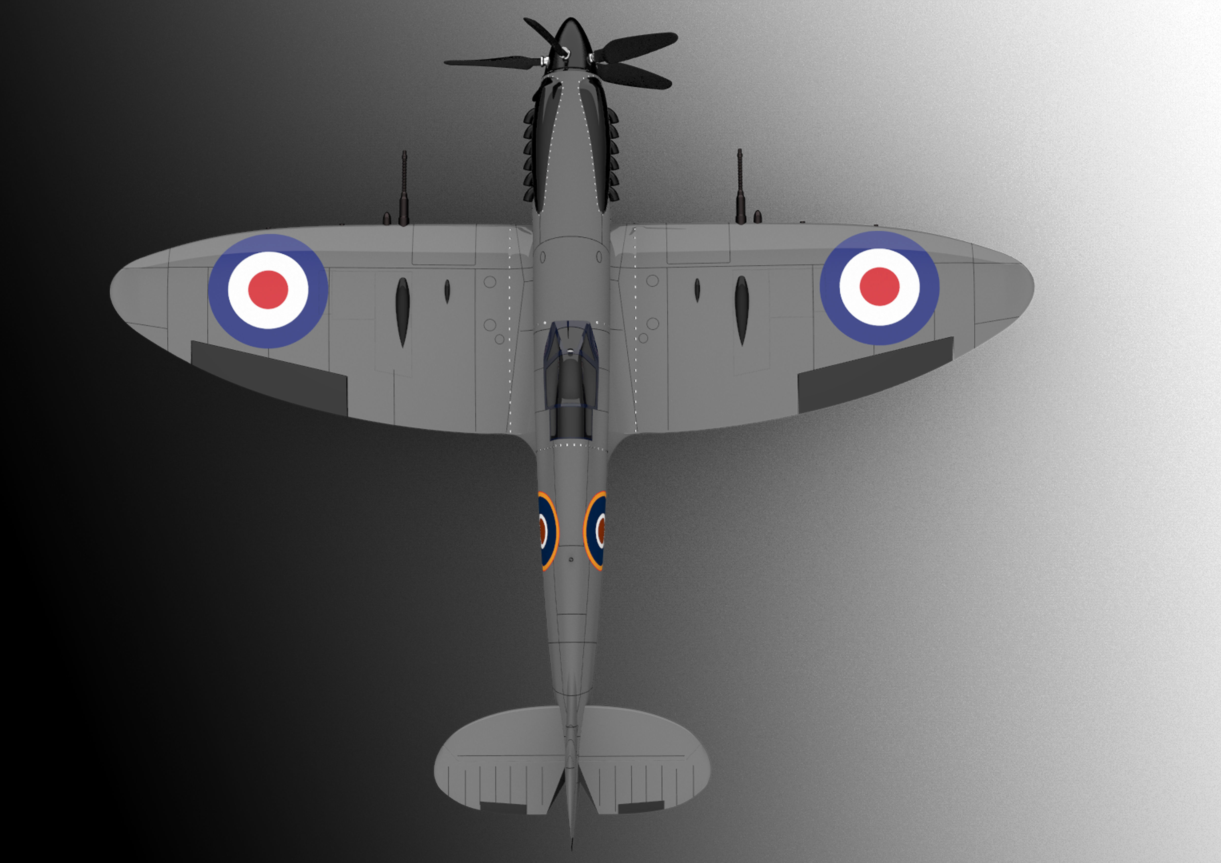 fighter british air force spitfire 3D model_2