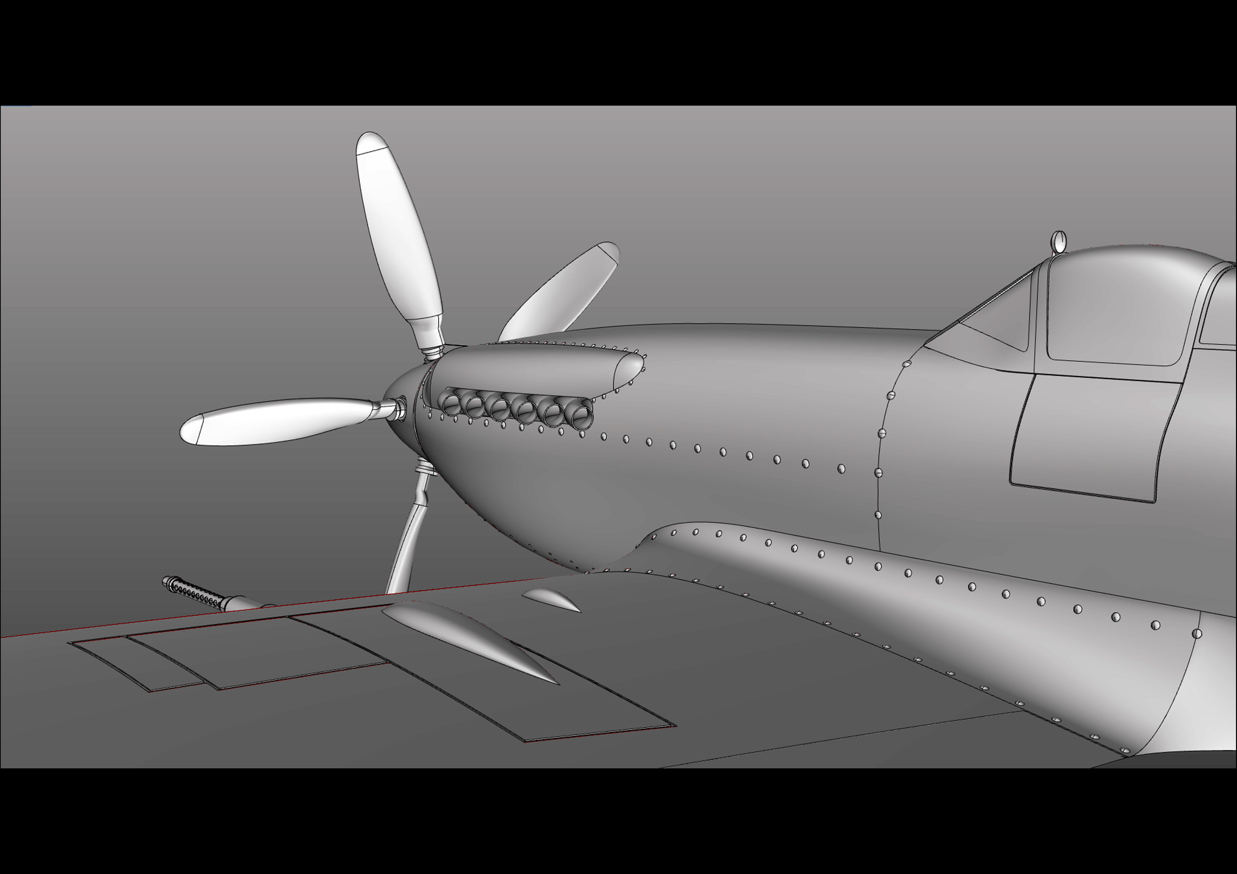 fighter british air force spitfire 3D model_11