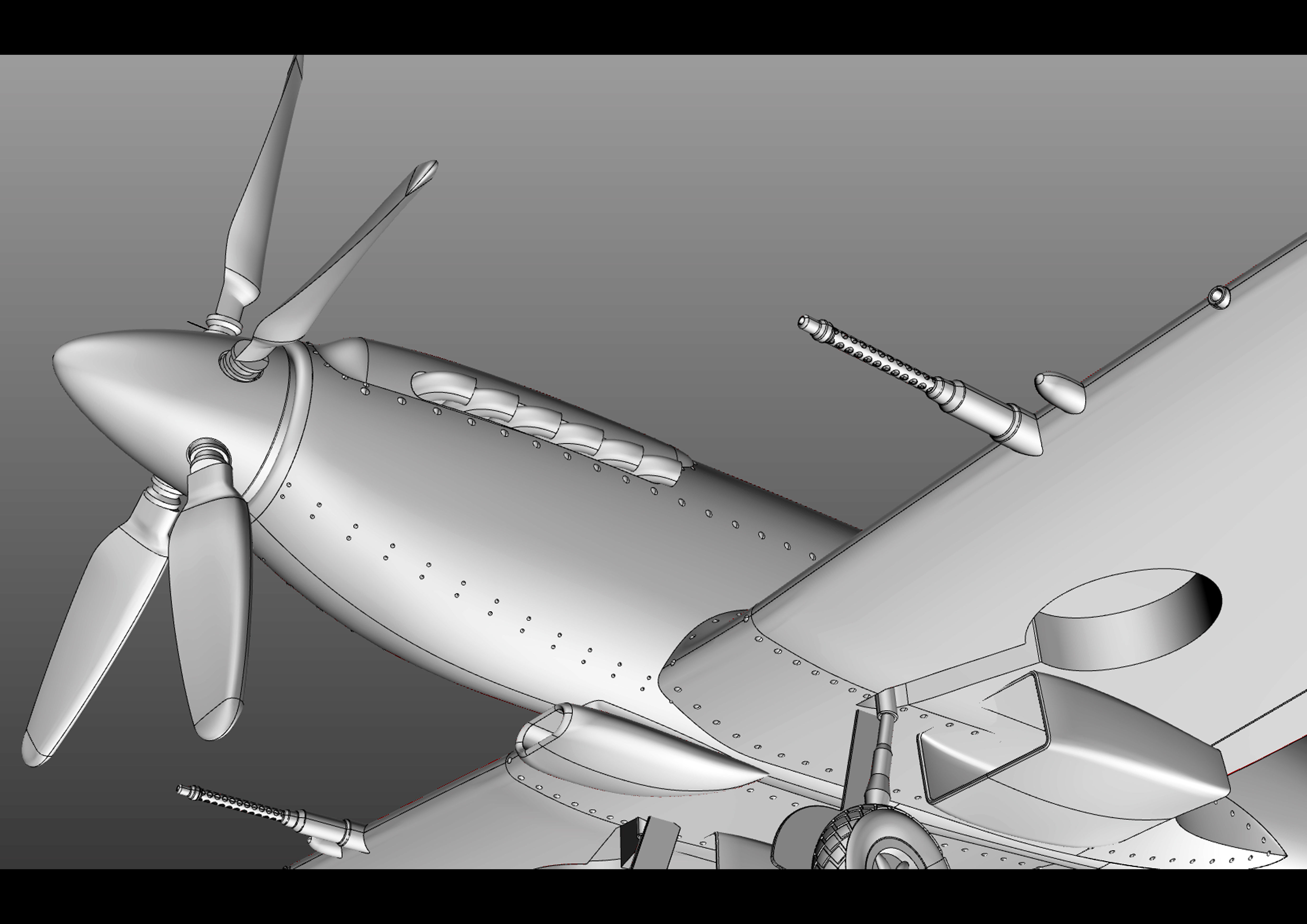 fighter british air force spitfire 3D model_6