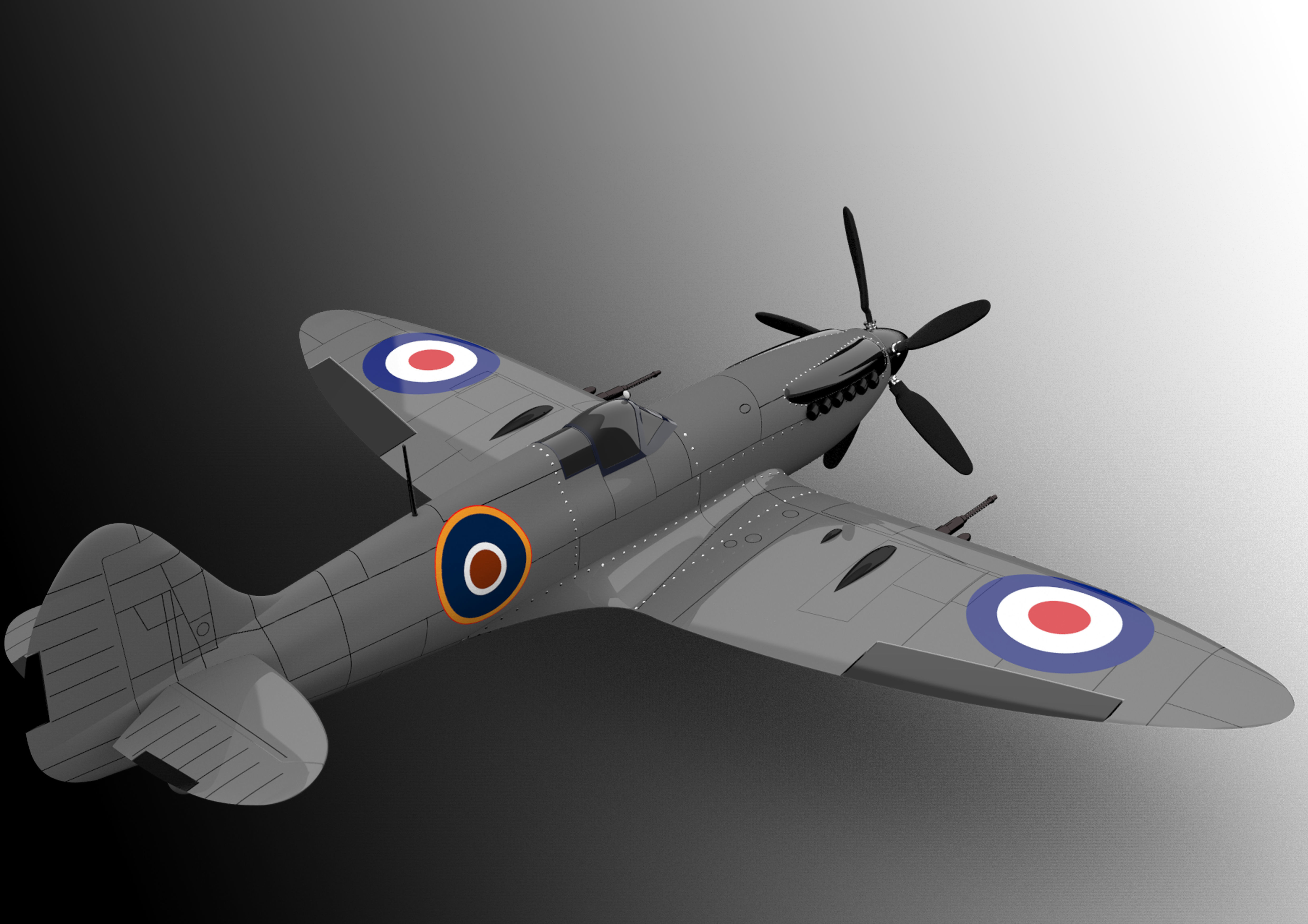 fighter british air force spitfire 3D model_8