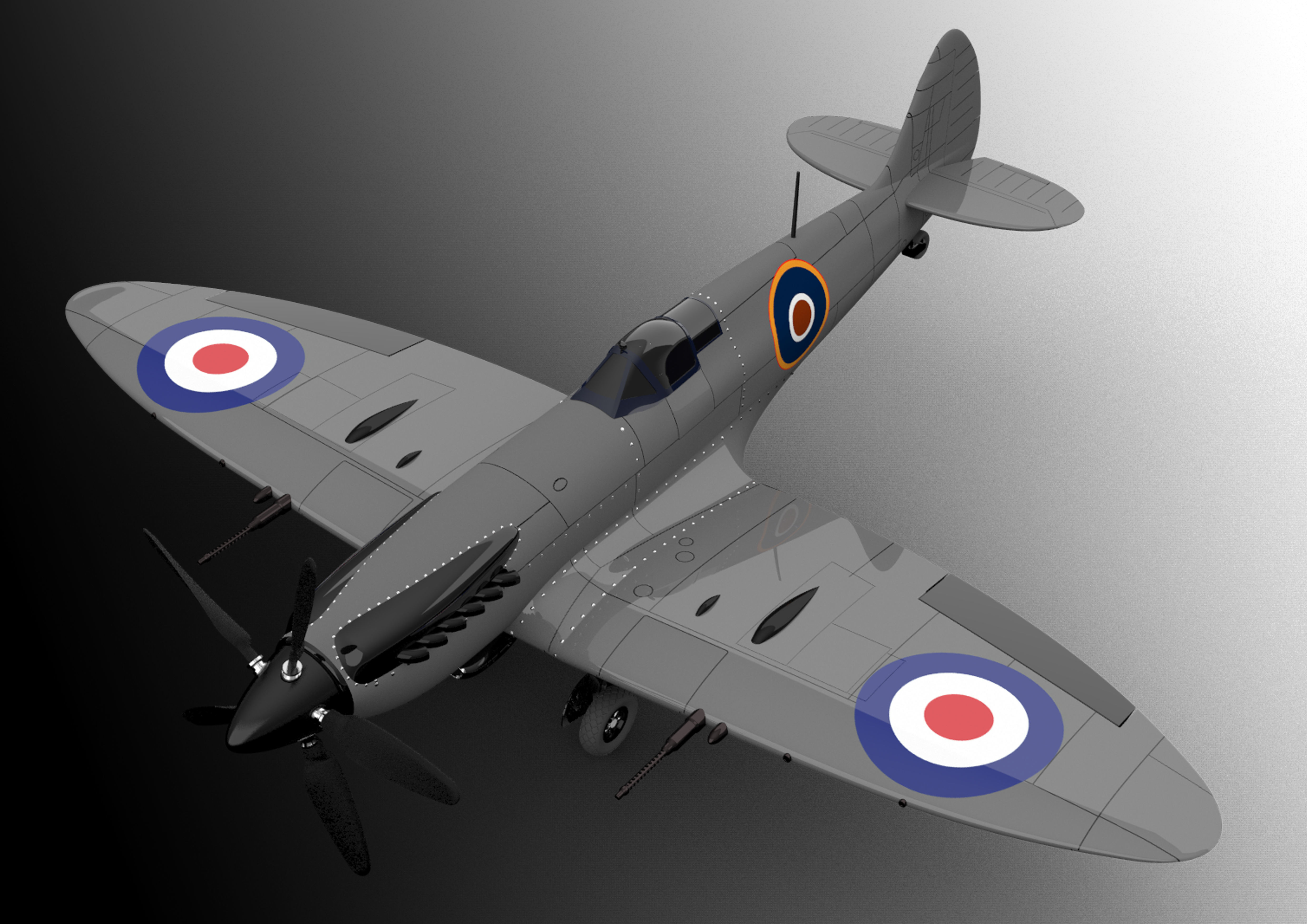 fighter british air force spitfire 3D model_4