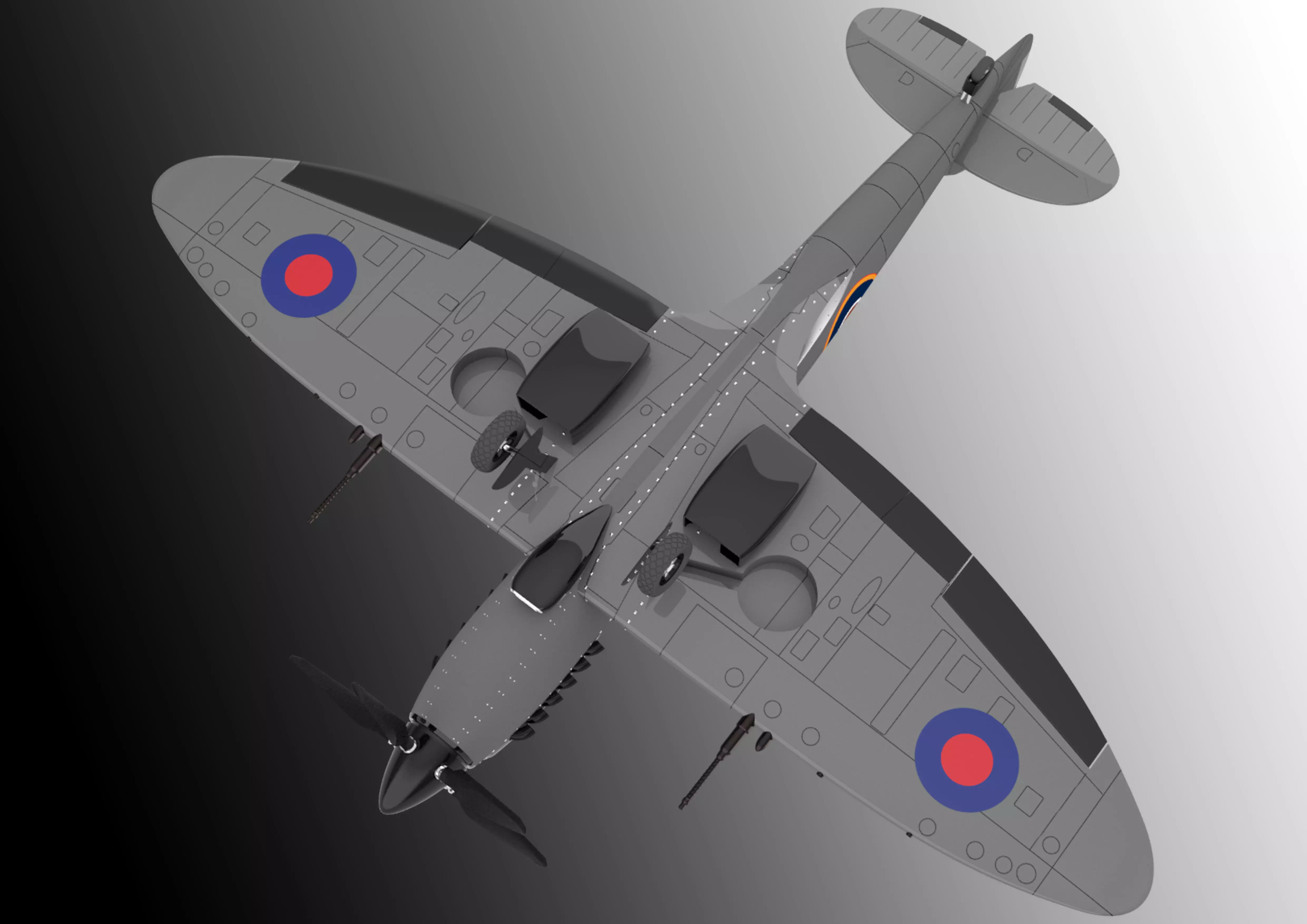 fighter british air force spitfire 3D model_0