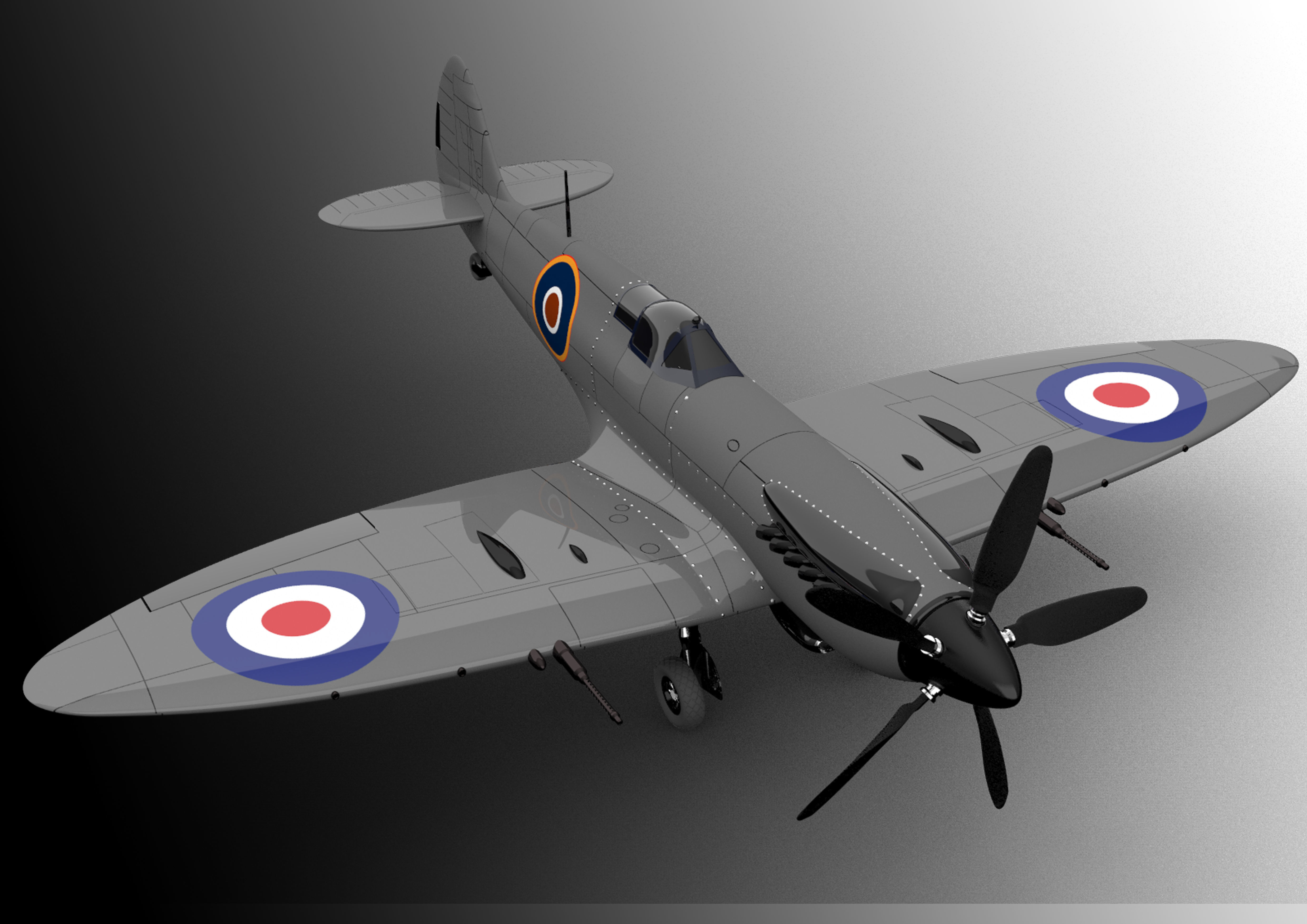 fighter british air force spitfire 3D model_3