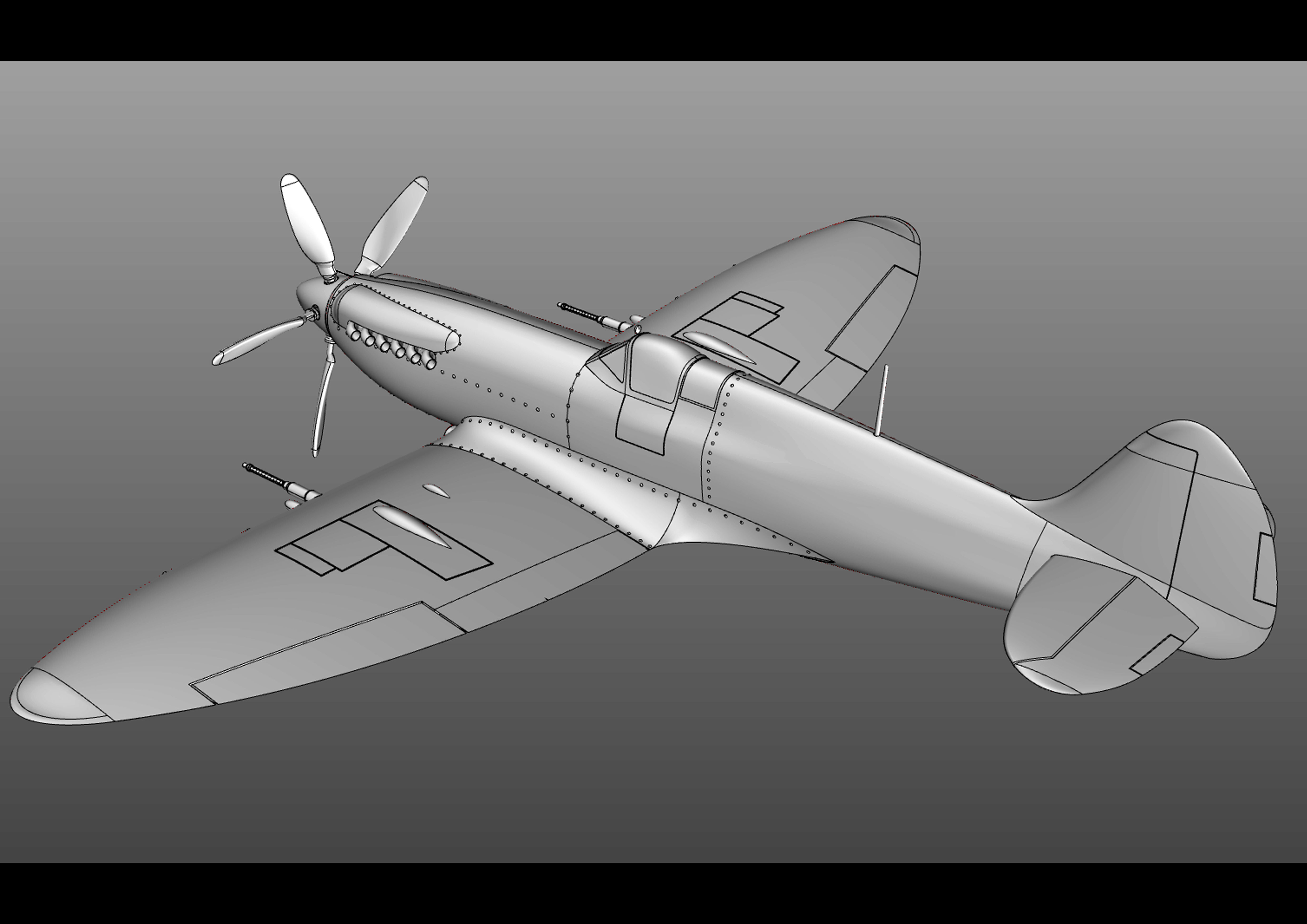 fighter british air force spitfire 3D model_9
