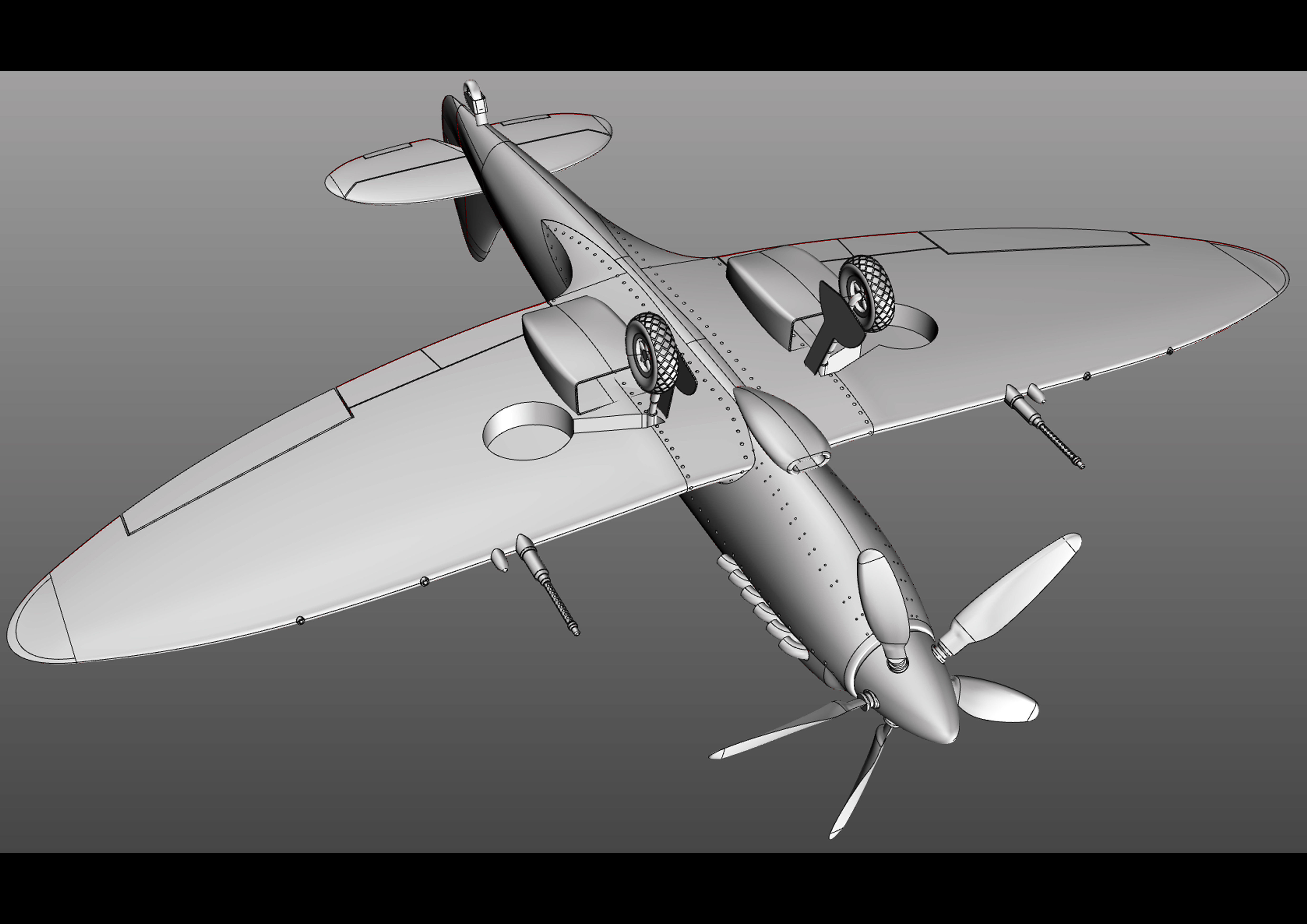 fighter british air force spitfire 3D model_10