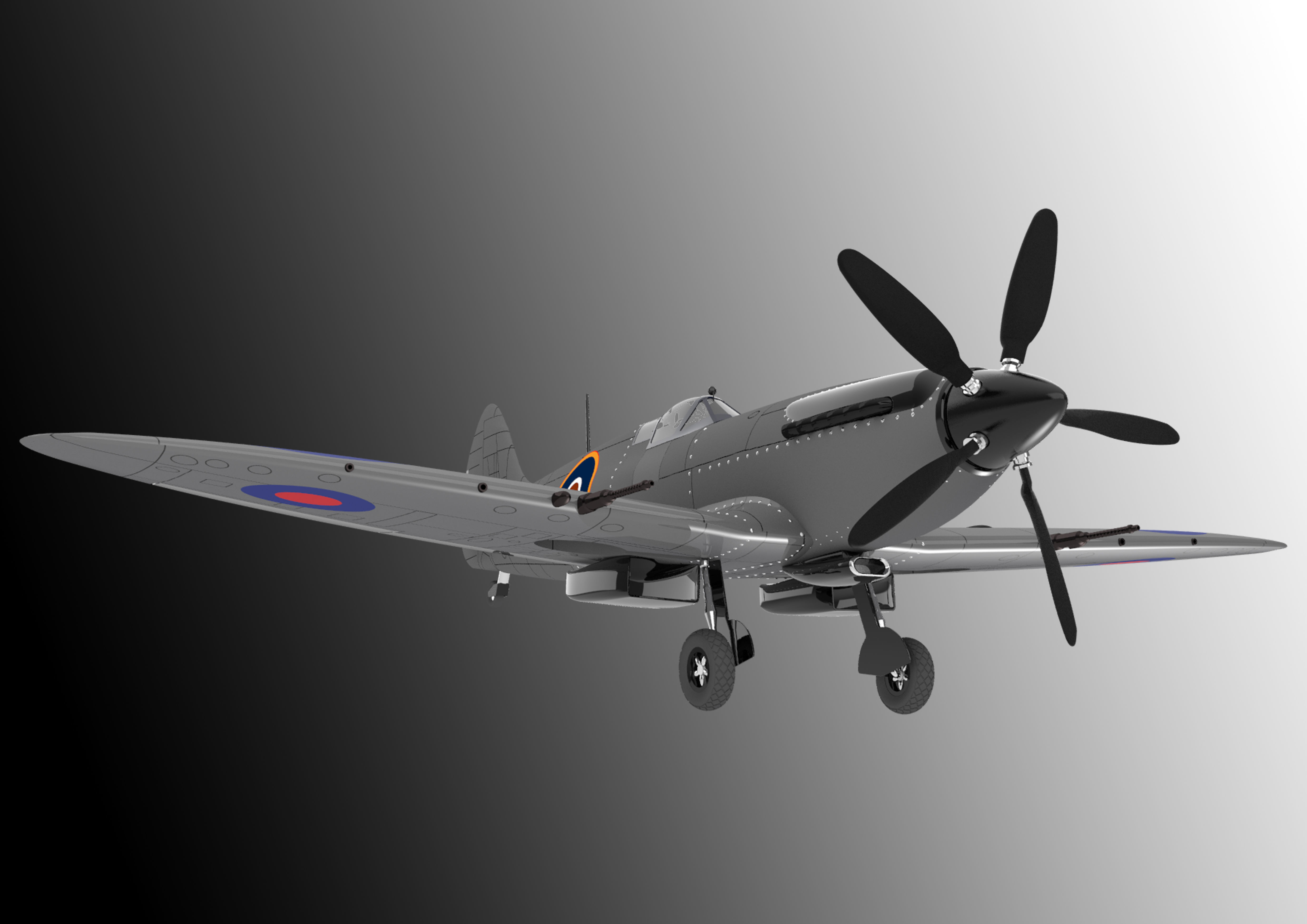 fighter british air force spitfire 3D model_1