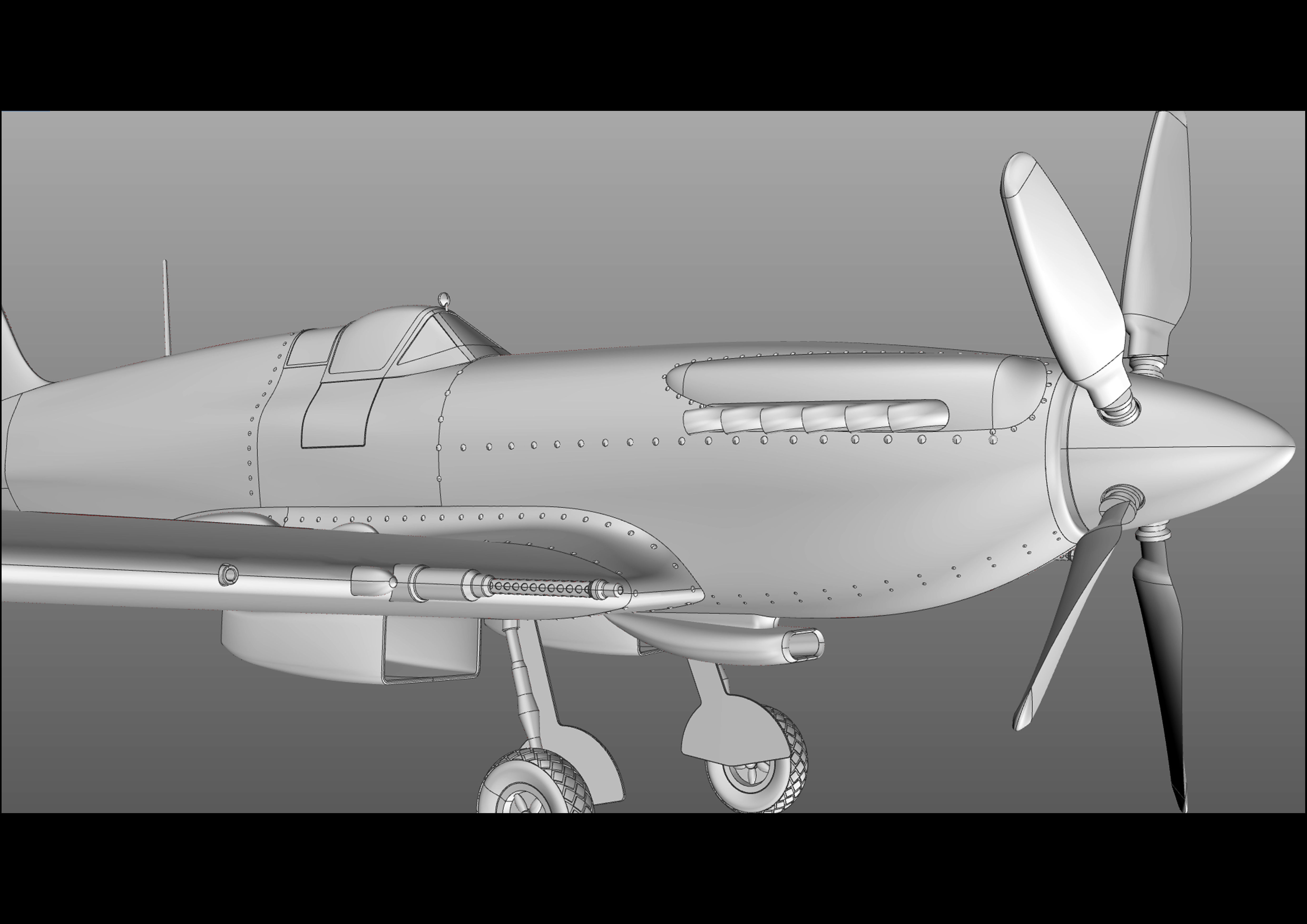 fighter british air force spitfire 3D model_5