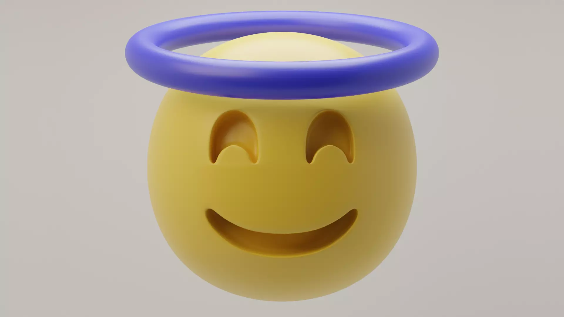 Smiling Halo Emoji 3D model_0