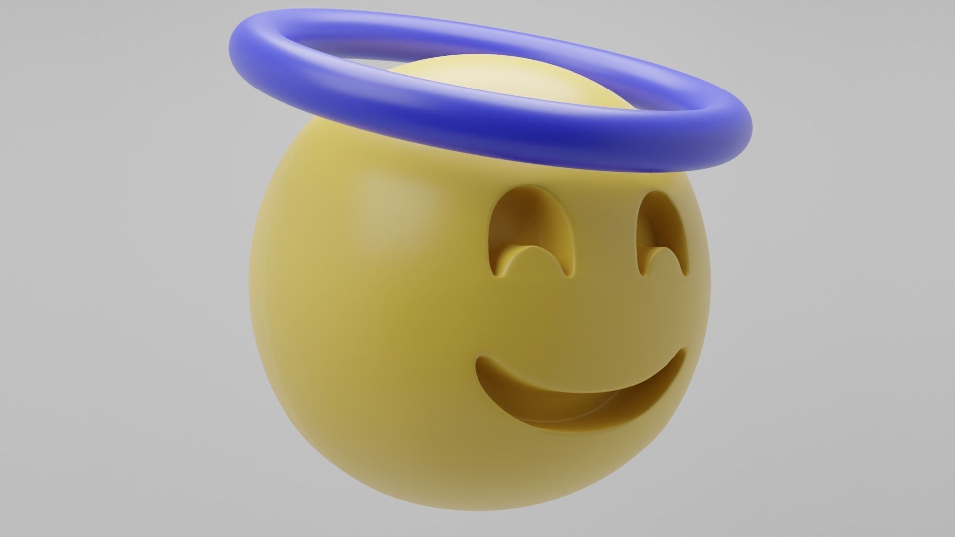 Smiling Halo Emoji 3D model_1
