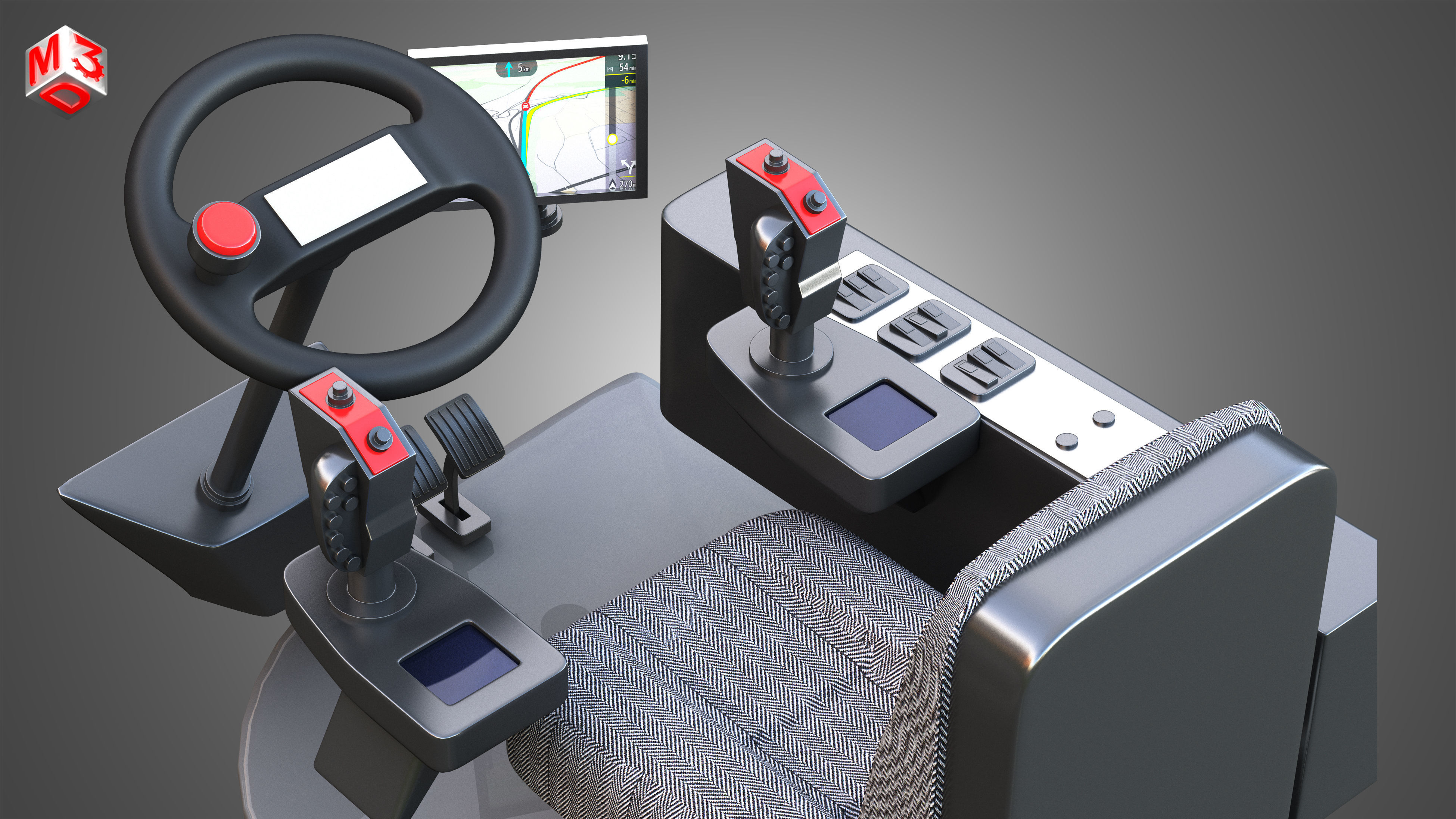 Driving Cabin -  Forestry Harvester Machine 3D model_9
