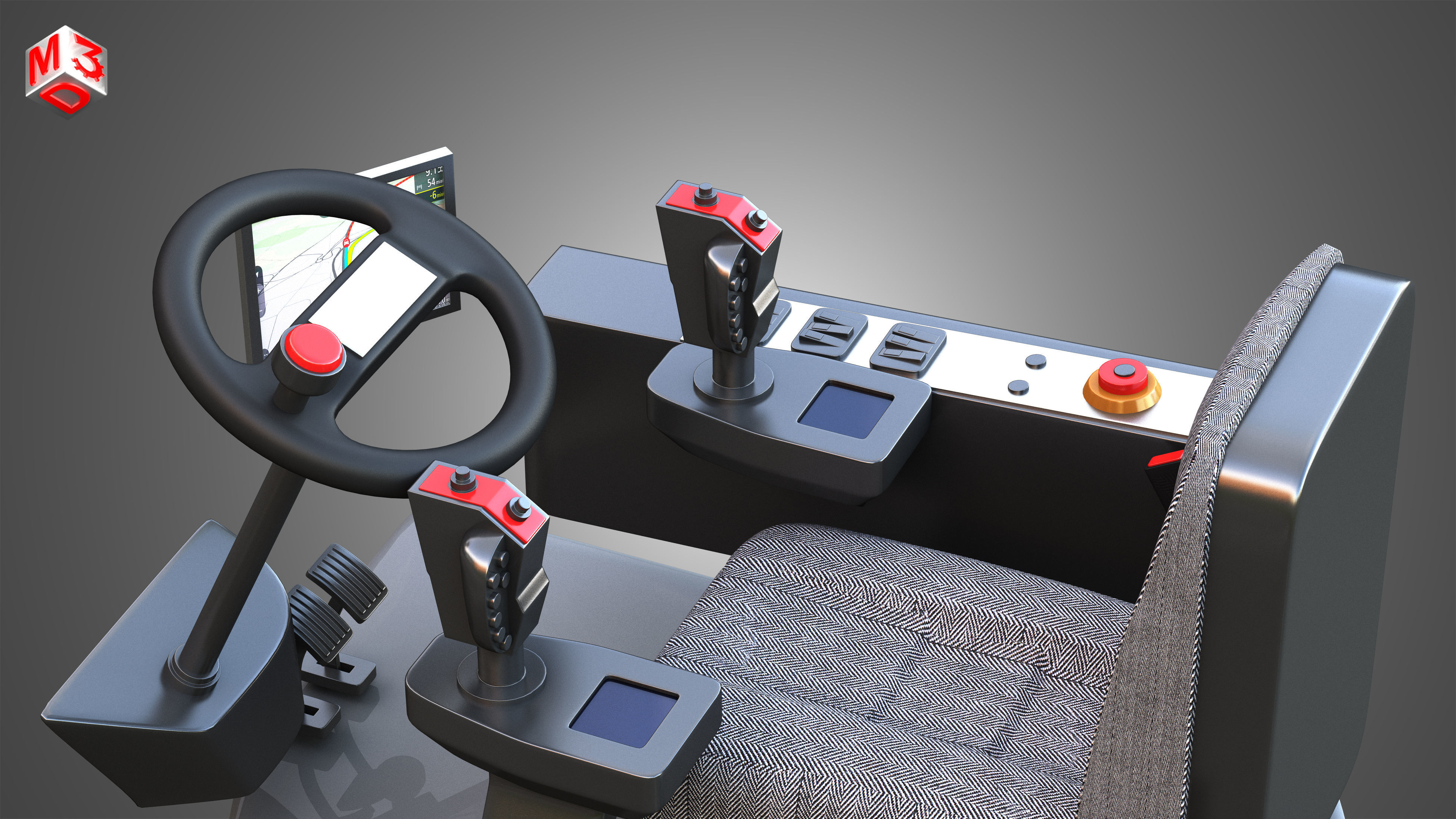 Driving Cabin -  Forestry Harvester Machine 3D model_8