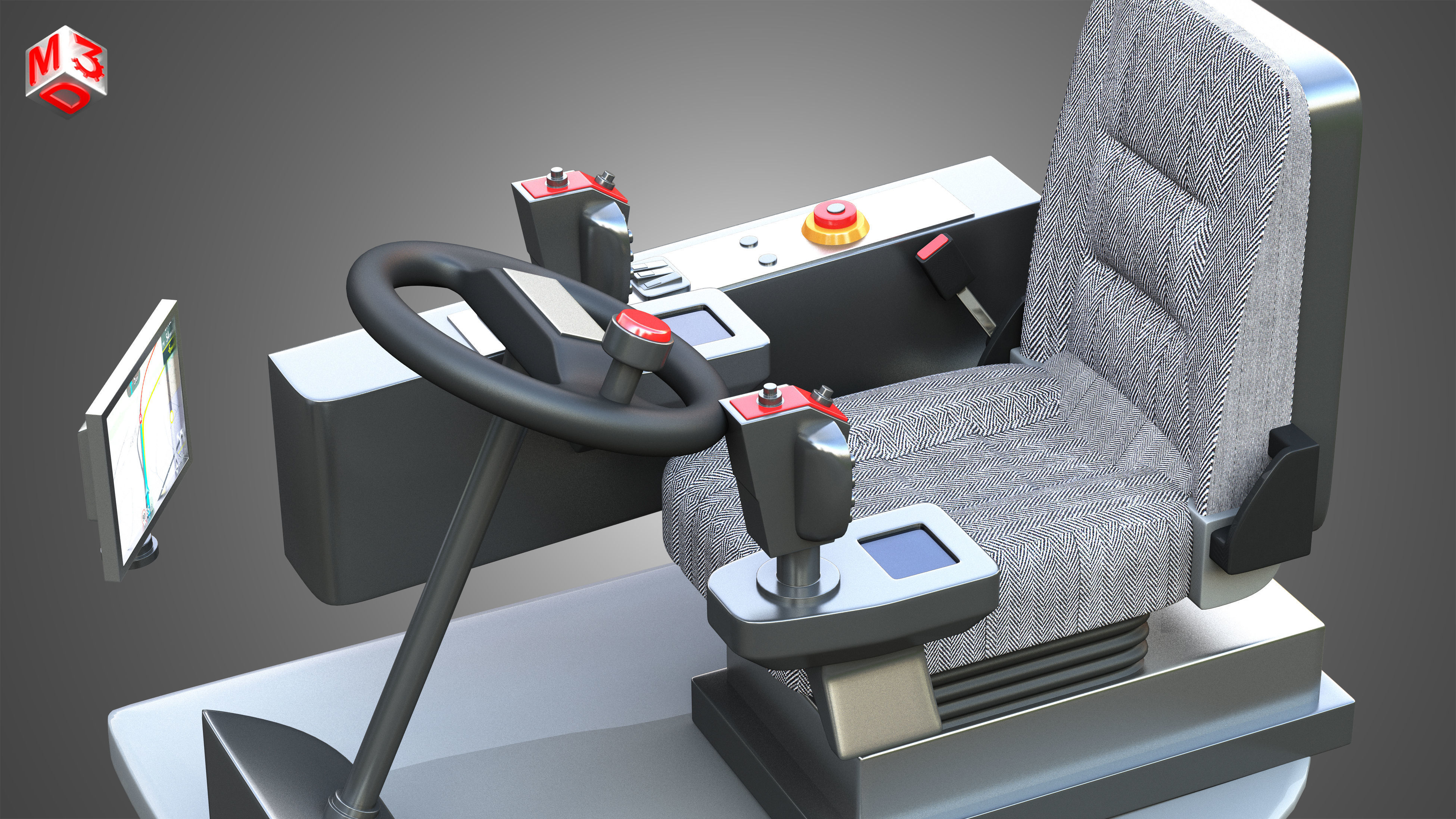 Driving Cabin -  Forestry Harvester Machine 3D model_10