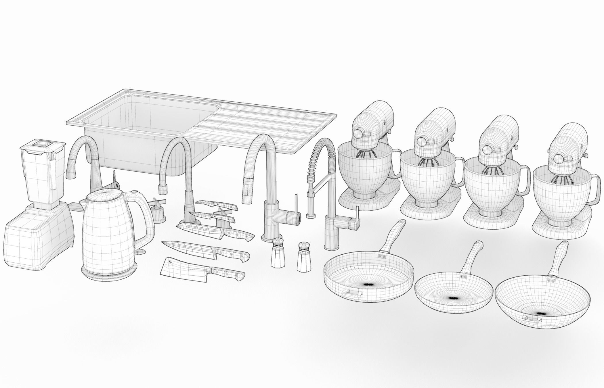 High Quality Collection of Kitchen Assets for Interior - 3D Pack _5