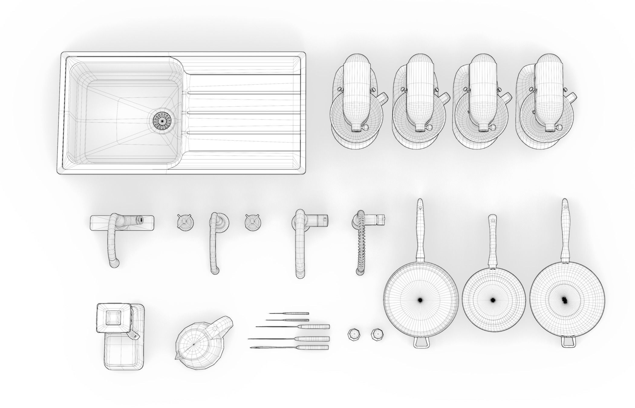 High Quality Collection of Kitchen Assets for Interior - 3D Pack _4