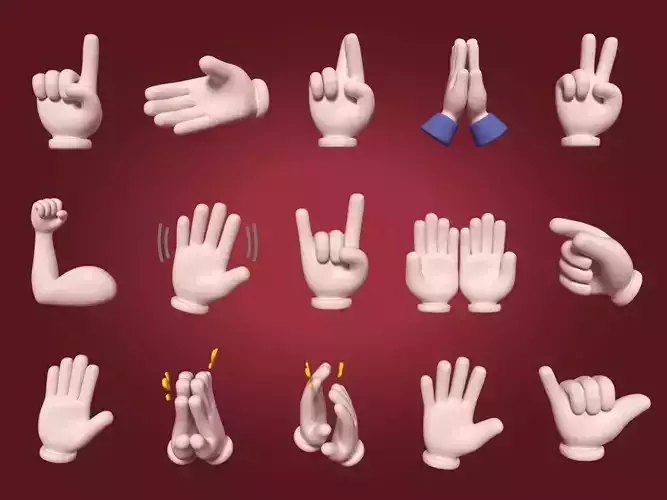 Cartoon Hands -- Emoji Signs -- Icons Pack  Low-poly 3D model