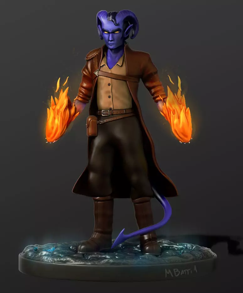 Tiefling Wizard Dnd figure 3D model_0