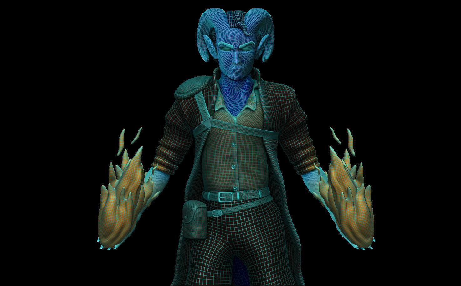 Tiefling Wizard Dnd figure 3D model_5